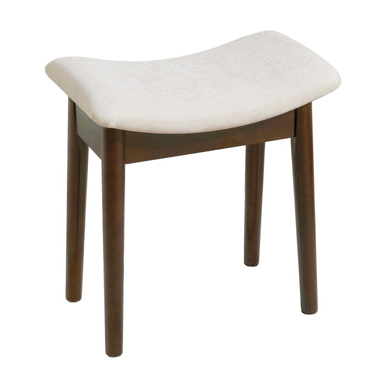 Royal Windsor Vanity Stool with Saddle Cushion, 18 Inch Makeup Vanity Chair for Living Room, Modern Foot Stool Ottoman Piano Bench,Small Upholstered Bench for Bedroom, White