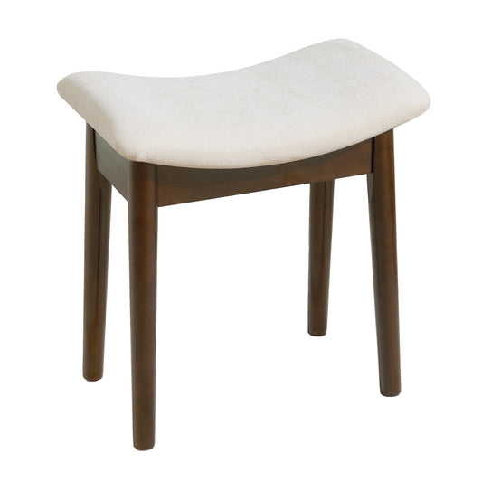 Royal Windsor Vanity Stool with Saddle Cushion, 18 Inch Makeup Vanity Chair for Living Room, Modern Foot Stool Ottoman Piano Bench,Small Upholstered Bench for Bedroom, White