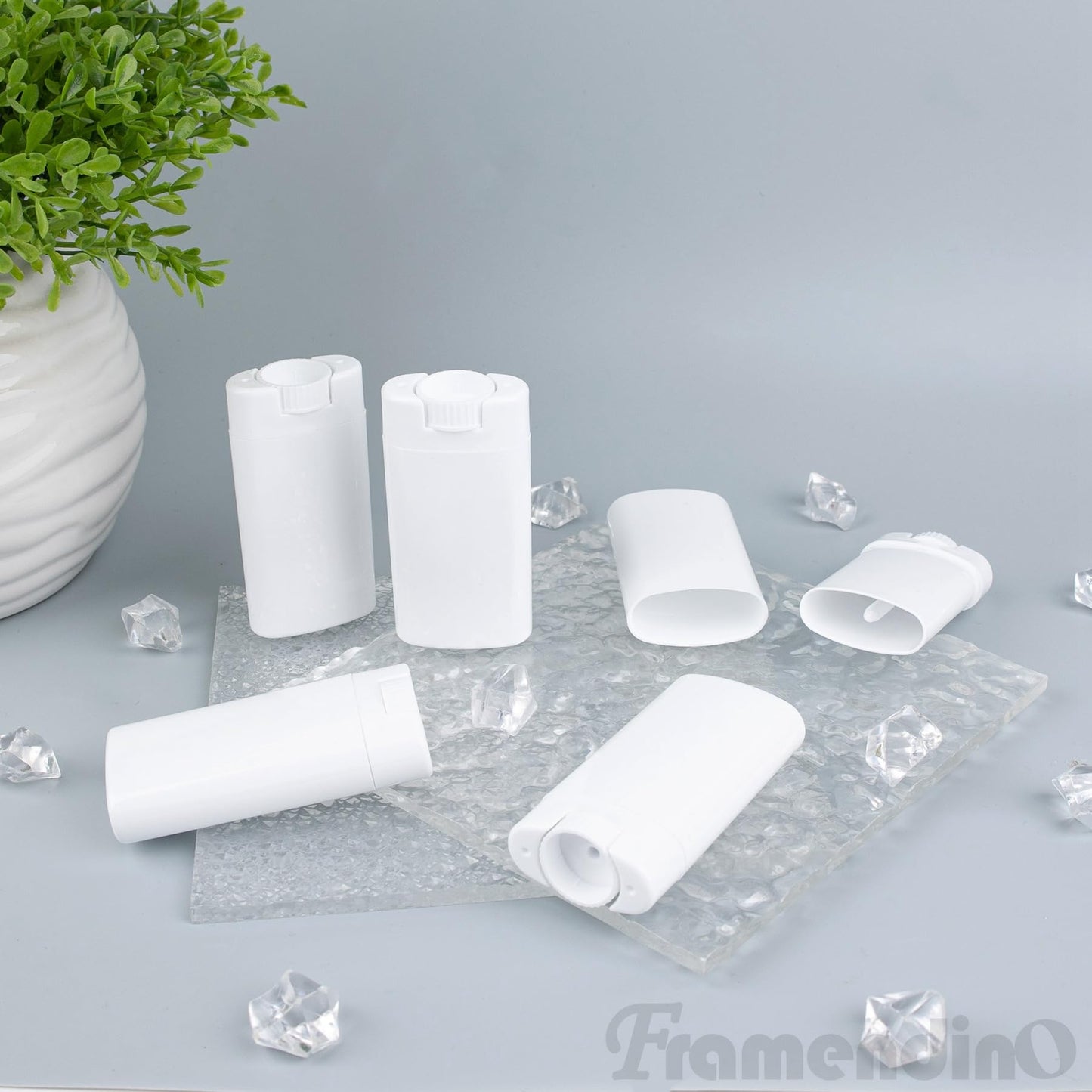 Framendino, 100 Pack 1/2 oz Plastic Empty Deodorant Containers Refillable Tubes Oval Lip Balm