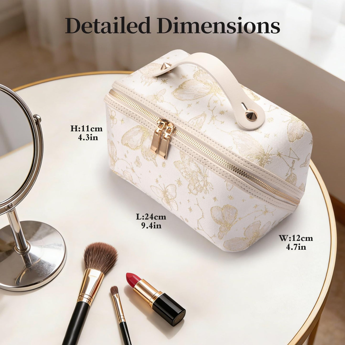 Abiudeng Travel Makeup Bag Large Capacity Toiletry Bag for Travel Essentials Open Flat Makeup bag Organizer with Divider and Handle