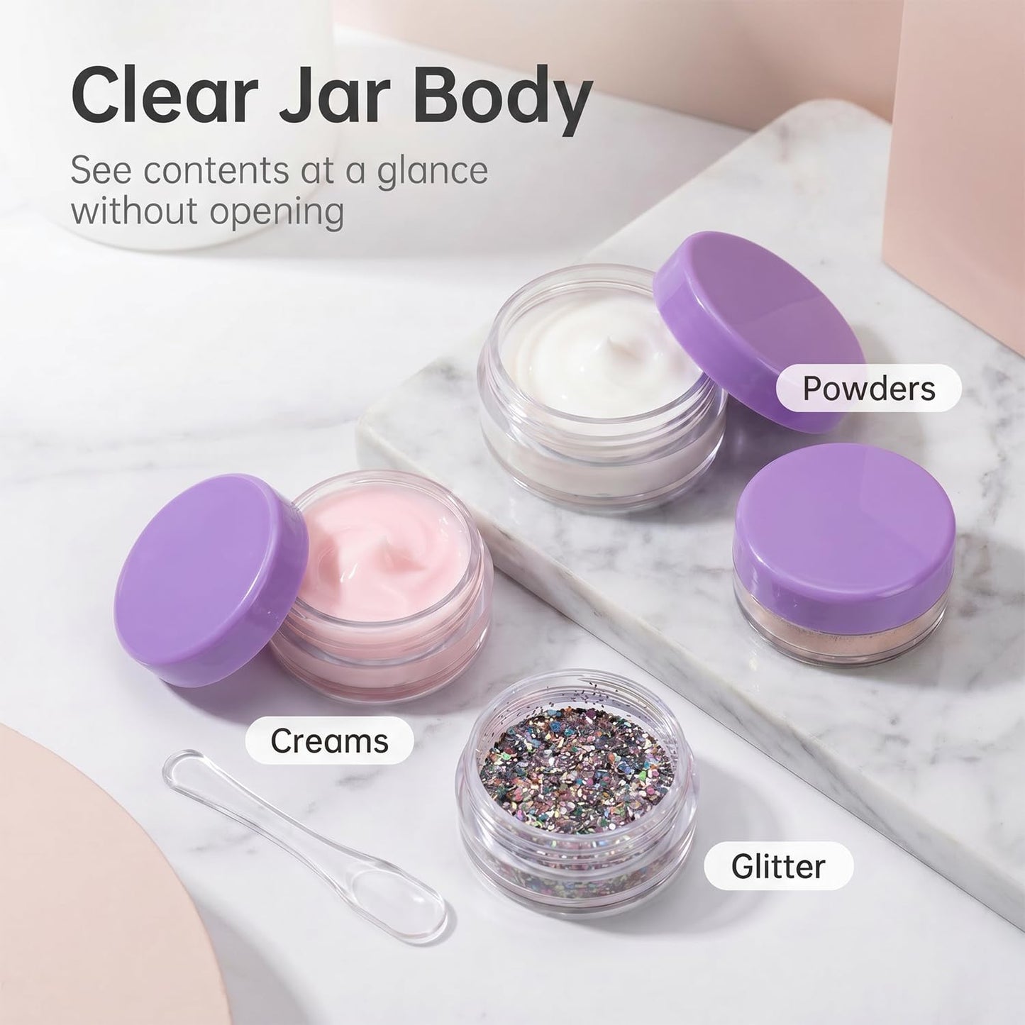 3 Gram Sample Containers with Lids, 100 Count Tiny Sample Jars, Empty Lip Balm Containers, Mini Cosmetic Container with Lids, Makeup Travel Container with Labels, Mini Disposable Spatulas