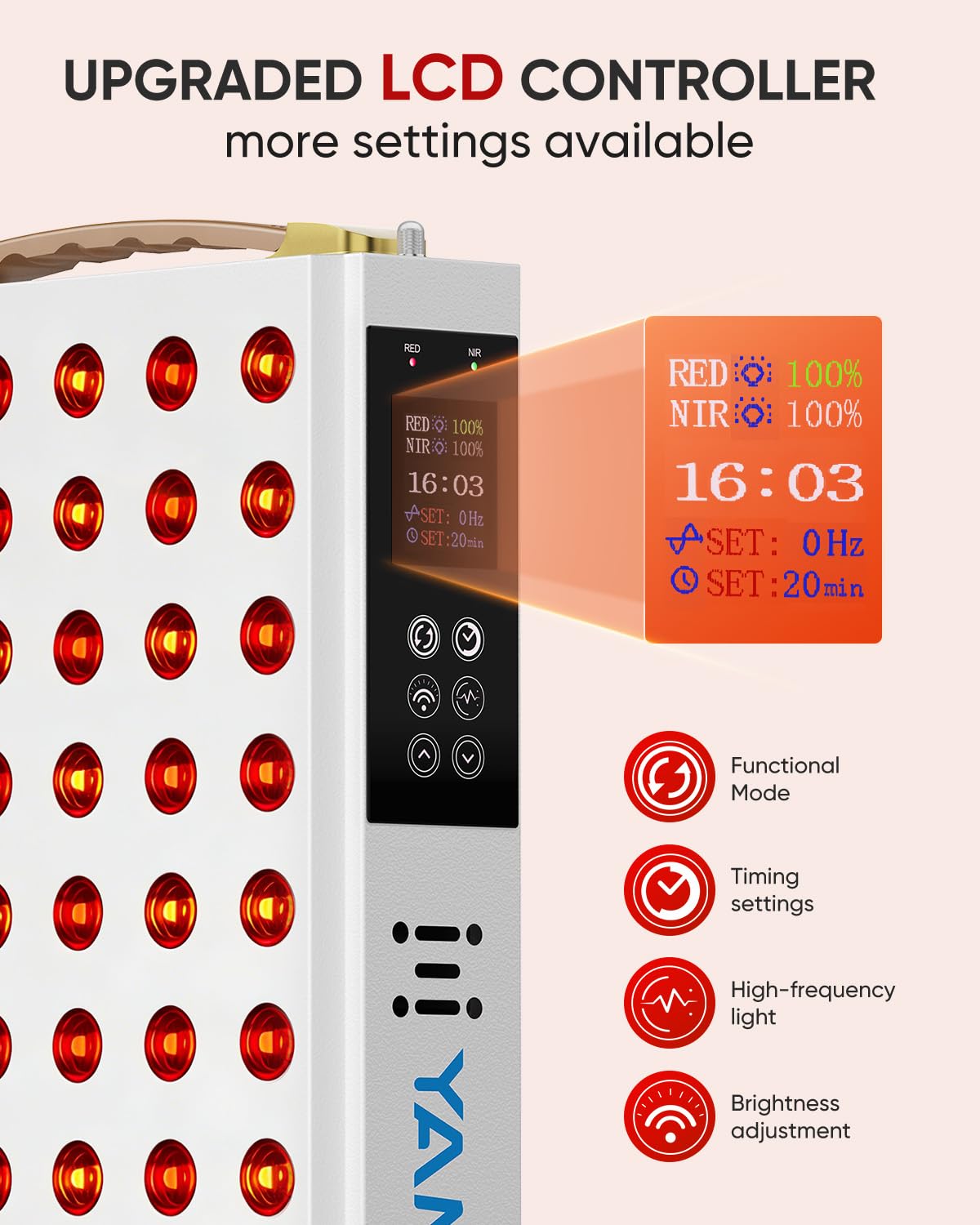 YAMURI Red Light Therapy for Body, 660nm 850nm Red Light Panel for Face, 110W with 60 Dual Chip LEDs, 135mW/cm² High-Power Home Red Light Therapy Device for Daily Wellness & Relaxation