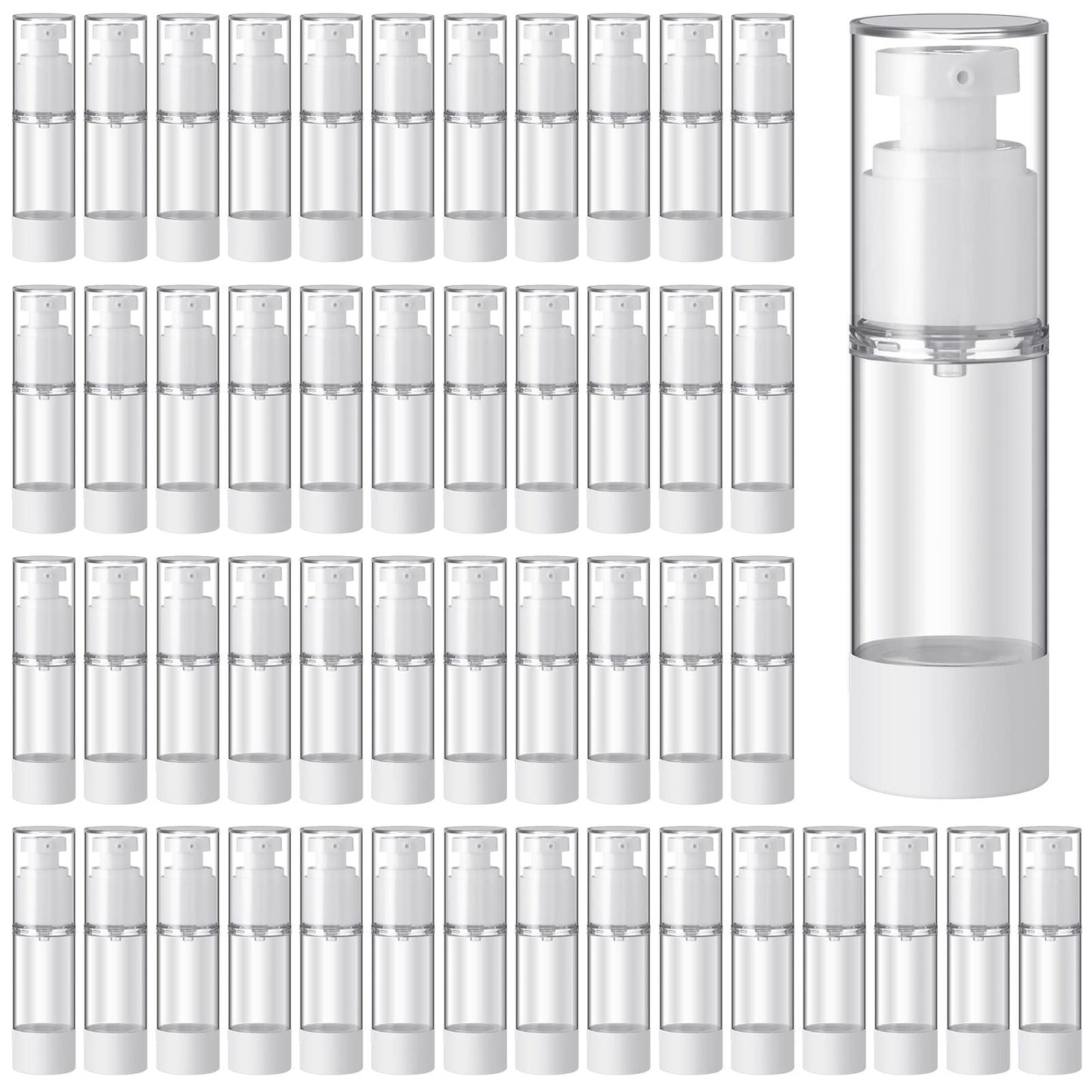 Sabary 60 Pcs Clear Airless Pump Bottles Refillable Cosmetic Travel Size Dispenser Vacuum Plastic Travel Bottles Empty Lotion Pump Dispenser Liquid Toiletry Container(1 oz)