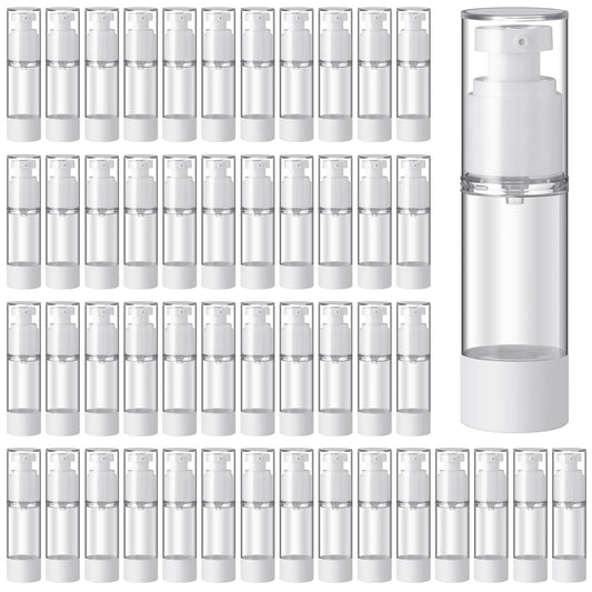 Sabary 60 Pcs Clear Airless Pump Bottles Refillable Cosmetic Travel Size Dispenser Vacuum Plastic Travel Bottles Empty Lotion Pump Dispenser Liquid Toiletry Container(1 oz)