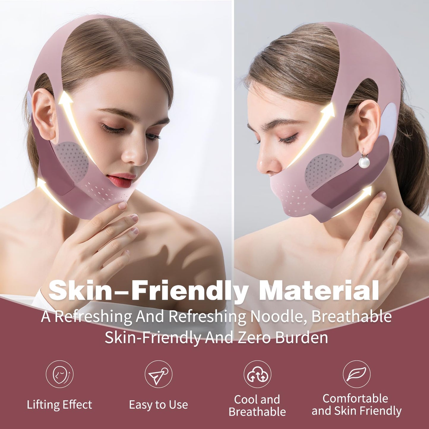 Chin Strap for Sleeping, Graphene Double Chin Reducer Eliminator for Women, Reusable V Line Lifting Mask Face Slimming Strap, Breathable Jawline Exerciser Lifting & Firming Prevent Sagging