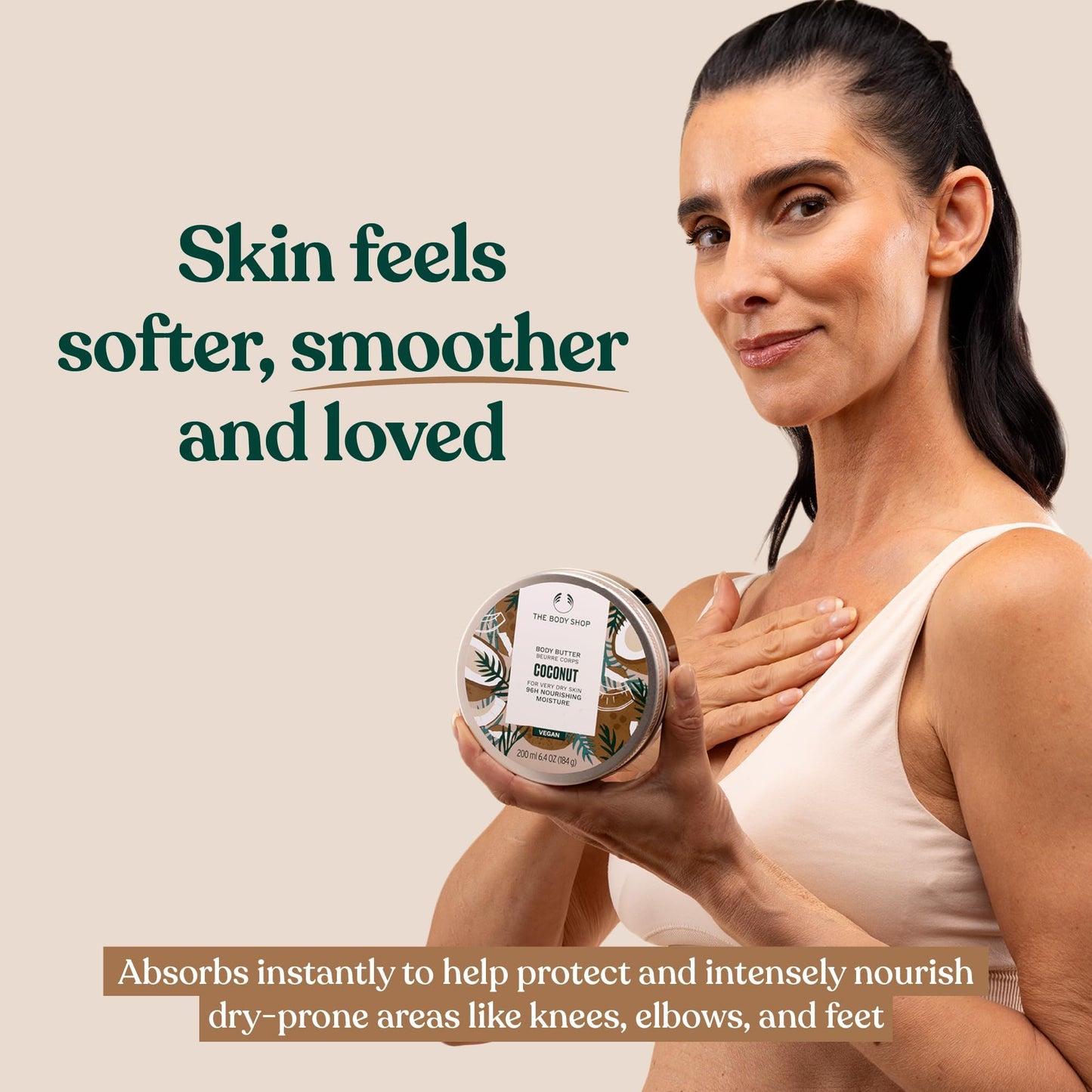 The Body Shop Body Butter | 96hr Nourishing Moisture for Dry Skin | Non-Greasy with Shea Butter for Smoother Softer Skin, Vegan, 200 ml / 6.4 oz (Coconut)