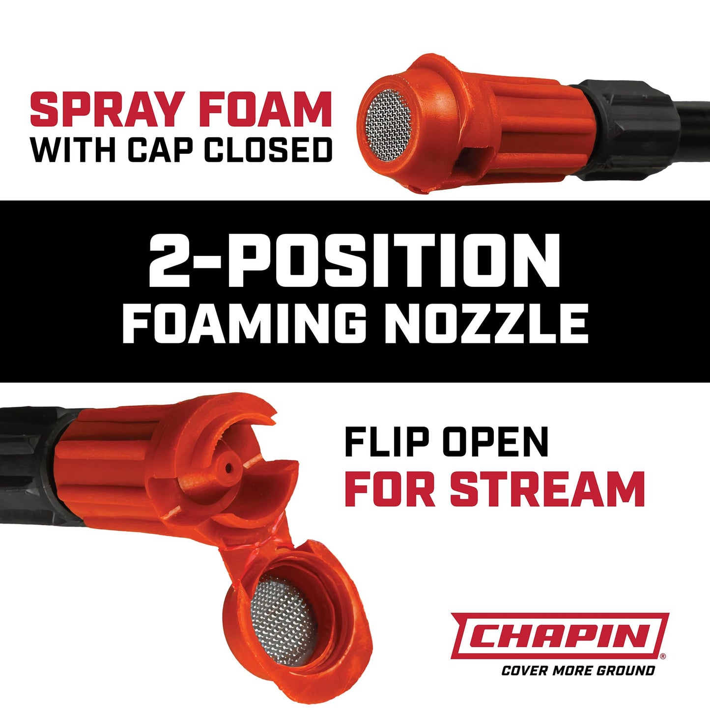 Chapin 20541 Pump Sprayer, 1‑Gallon, Foaming, Lawn & Garden, Translucent Poly Tank, Adjustable Nozzles, Anti‑Clog Filter, 12" Wand & 34" Reinforced Hose for Weed, Pest & Fertilizer Applications