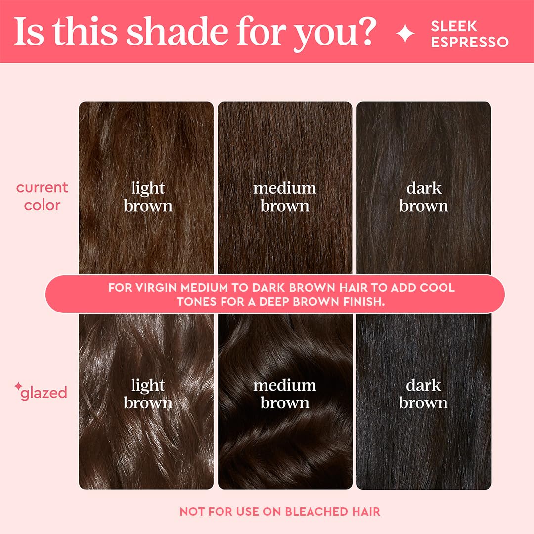 Glaze Supergloss Color Conditioning Gloss – Hydrating Semi-Permanent Color Hair Gloss & Shine Boost – For Natural Dark Brown Hair – 6.4 Fl Oz - Sleek Espresso