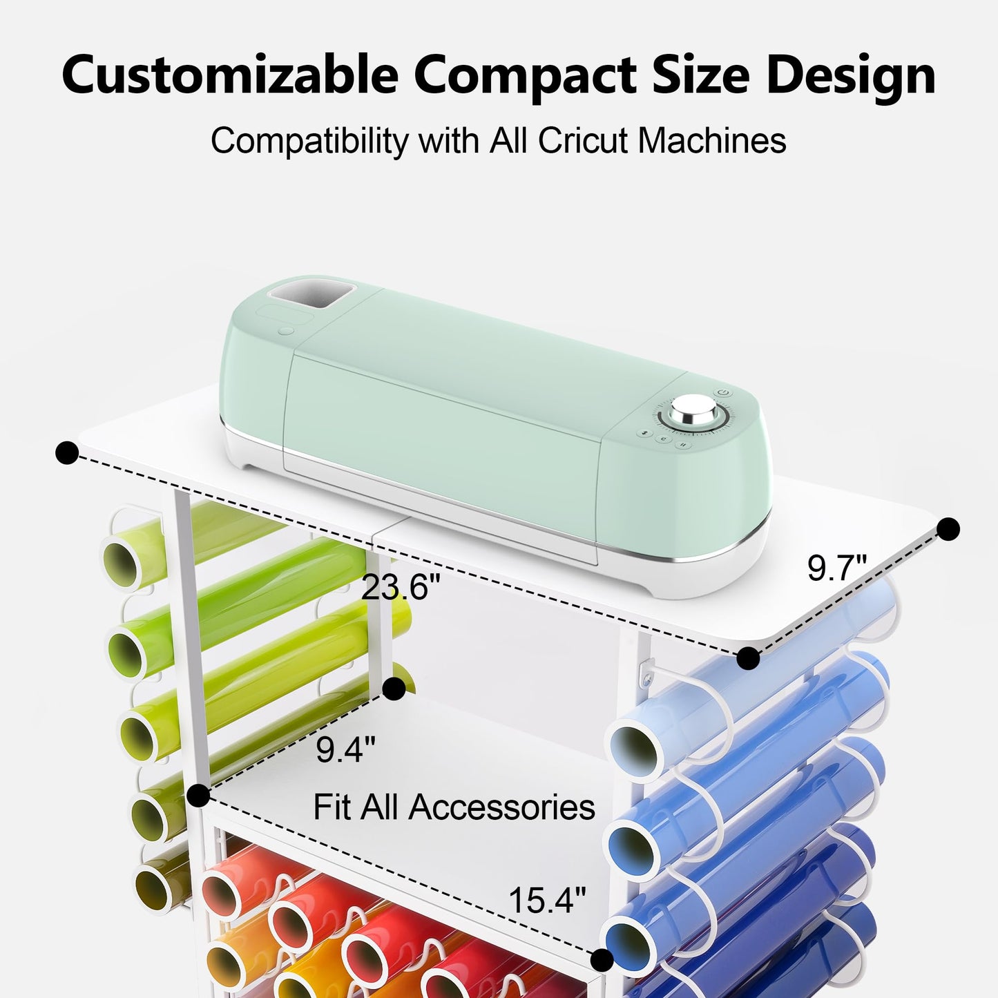 30 Vinyl Roll Holders for Cricut Cart, Organization and Storage Compatible with Cricut Maker Machine, Crafting Table Organization Workstation for Craft Room, 3 Tier Rolling Craft Cart for Small Spaces