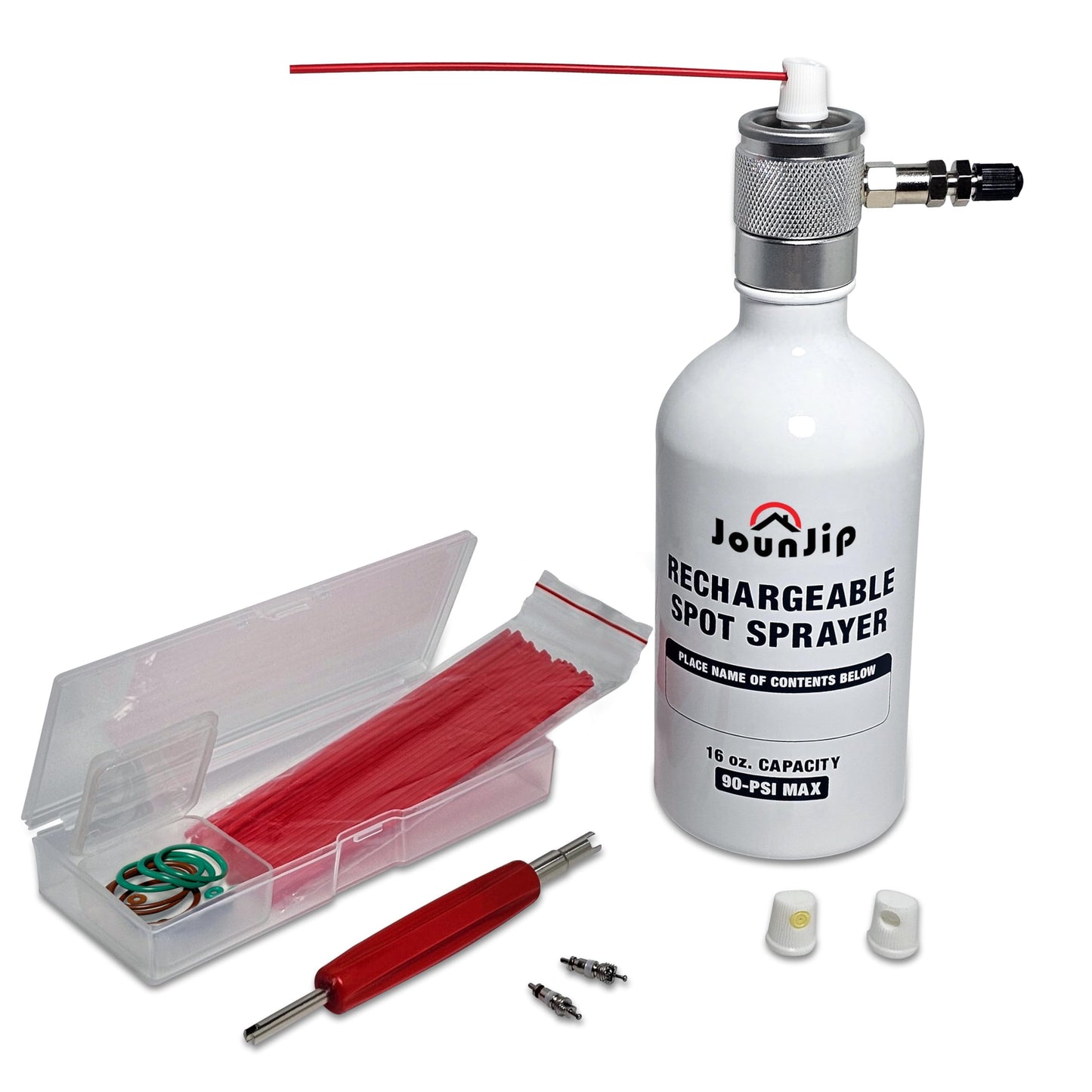 JOUNJIP Refillable Non Aerosol Compressed-Air Spray Bottle- Pressurized Sprayer, Aluminum Can Sprayer for Automotive, Cleaning and Lubrication- 16 oz (Empty Bottle), NOT an Air Duster