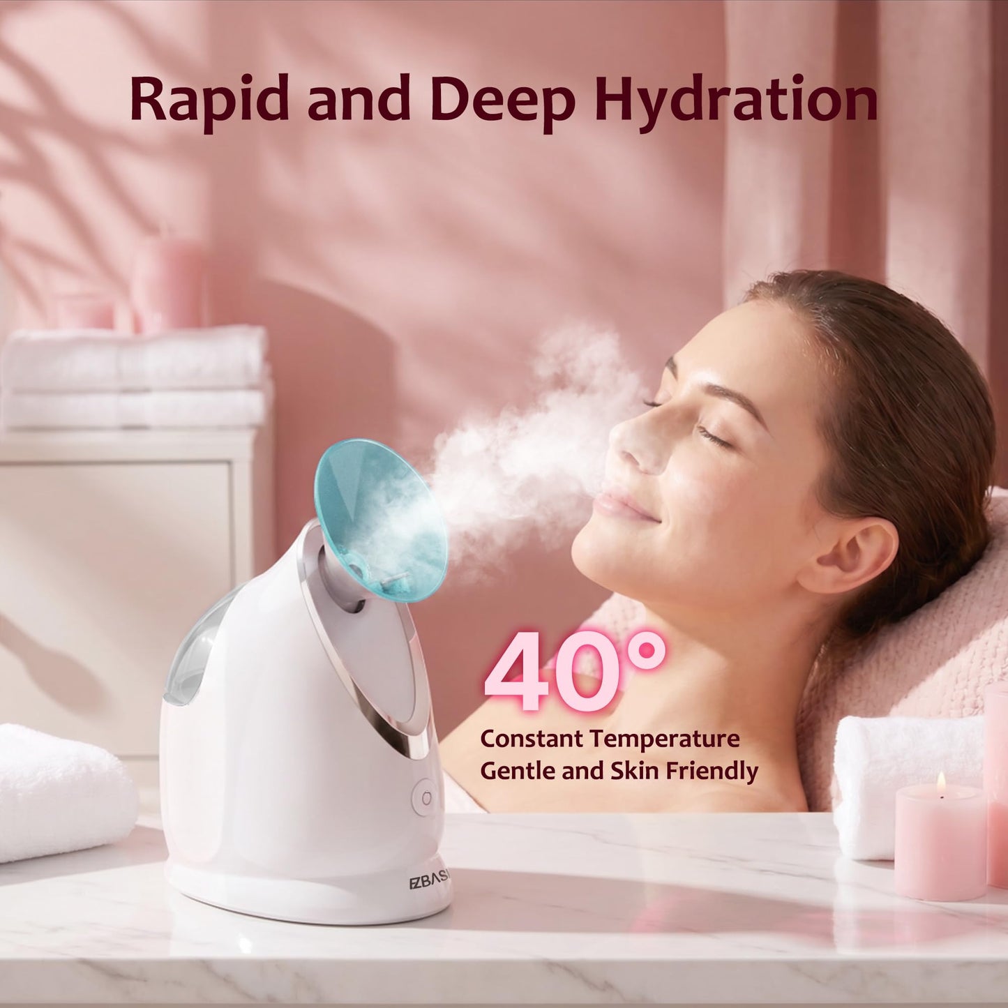 EZBASICS Facial Steamer - Professional Nano Ionic Face Steamer for Facial Deep Cleaning, Warm Mist Humidifier for Home Spa, Unclogs Pores Sinus, Bonus 5 Piece Stainless Steel Skin Kit (Blue)