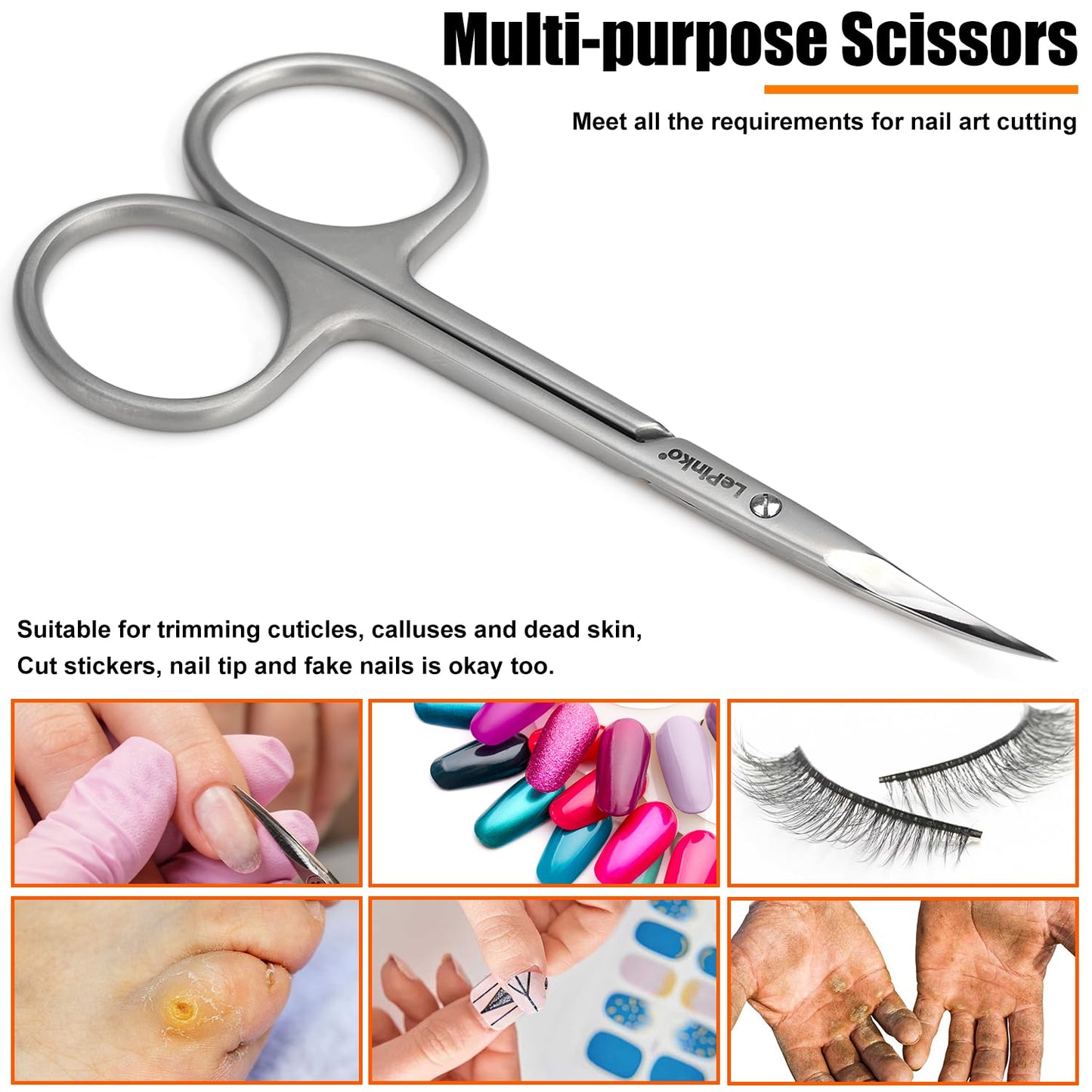 LePinko Professional Cuticle Scissors, Fully Forged, Sharper and More Wear-resistant, Long Blades