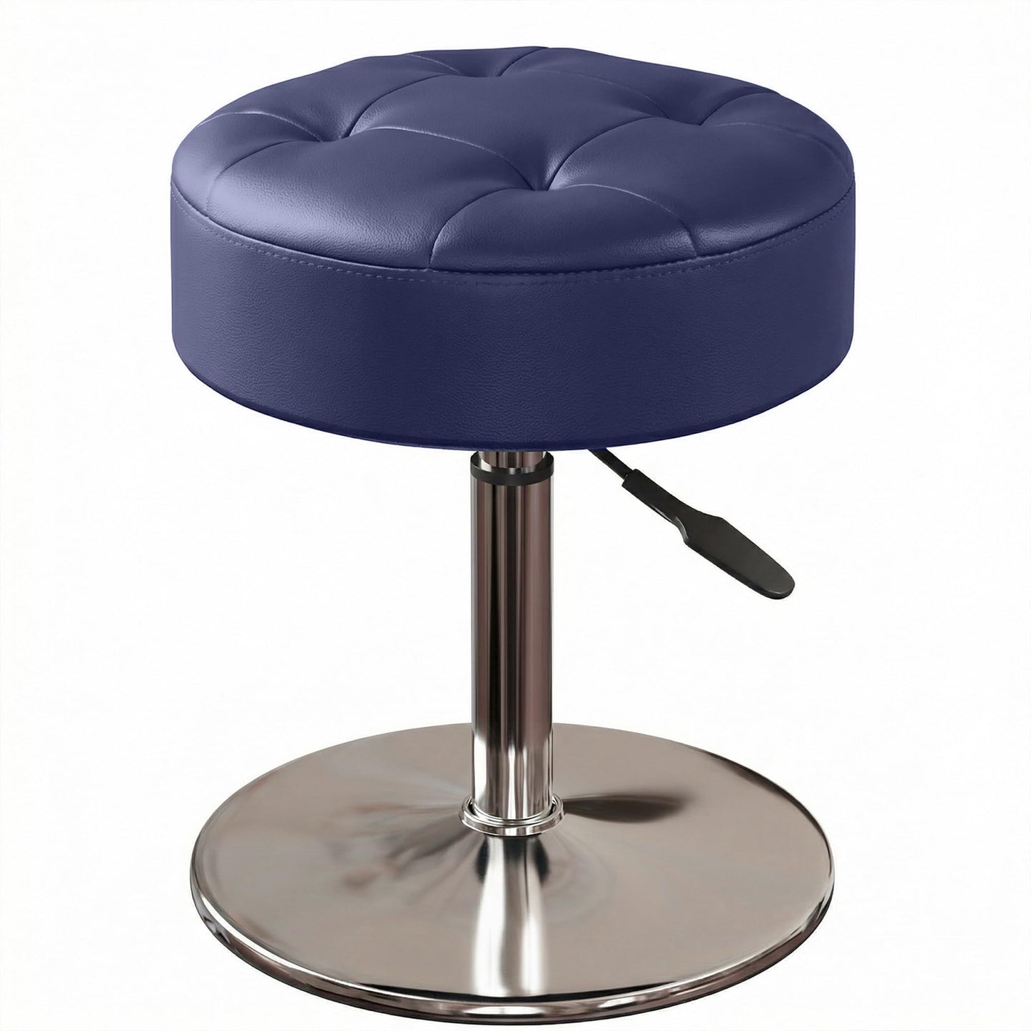 Youtanic Vanity Stool with Adjustable Height, 360°Swivel Ottoman Chair for Adults, Round Padded Makeup Stool with Stable Support for Vanity Bedroom, Bathroom, Dorm, Navy Blue