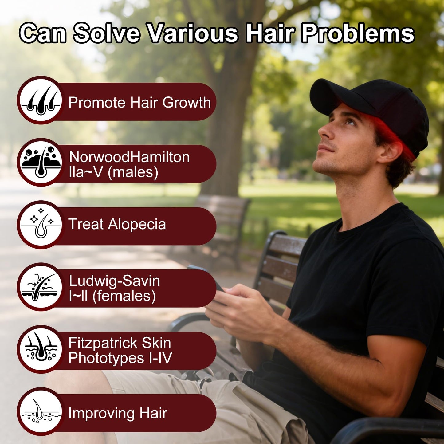 Laser Hair Growth Cap, Red Light Therapy Cap for Hair Regrowth, Blue Light Hair Care for Reduce Hair Loss in Men and Women
