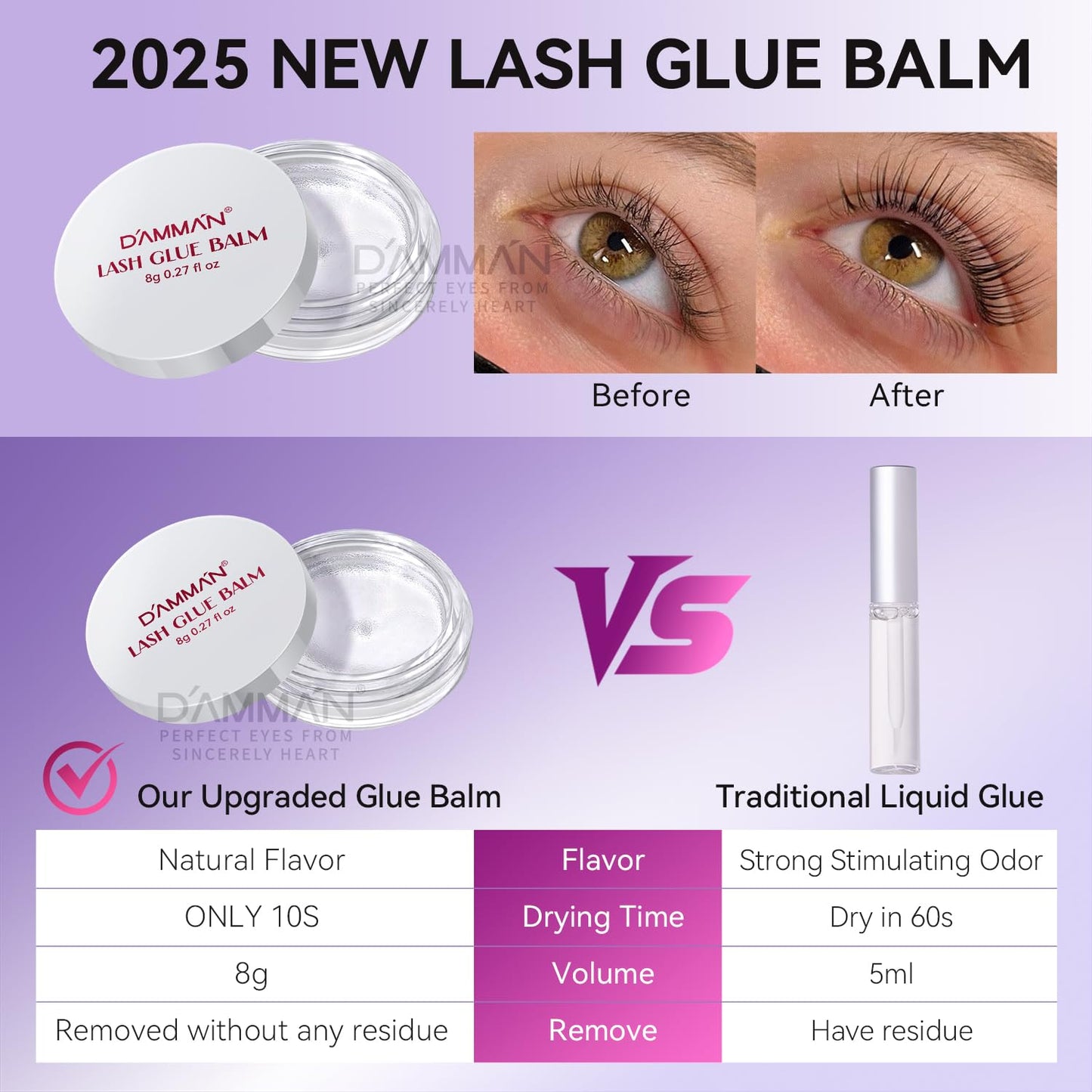 DAMMAN Lash Lifting Kit for Salon & Home Use, 7-9 Mins Professional Eyelash Perm Kit, Long Lasting 6-8 Weeks, Low Odor & Low Irritation, Natural Look Semi-Permanent Eyelash Lamination Kit