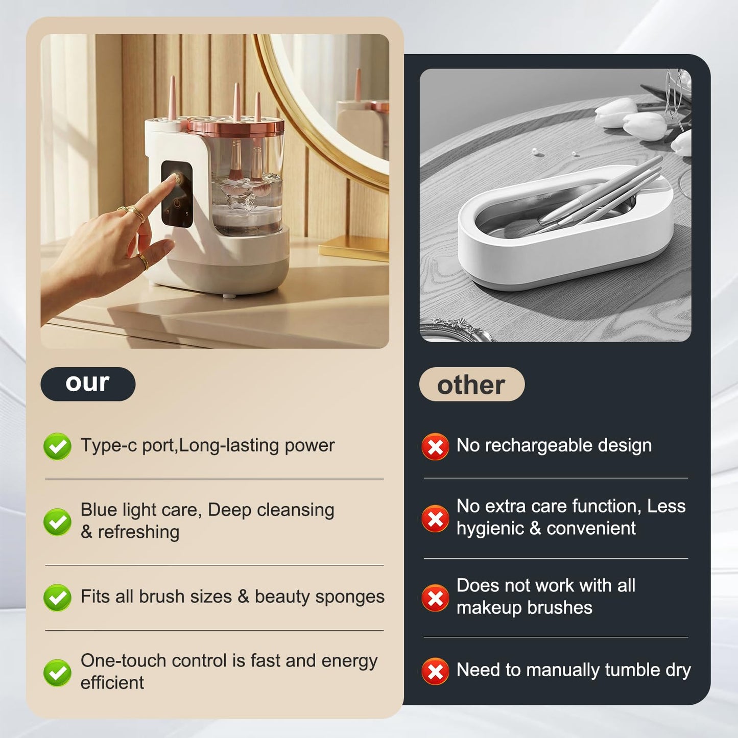 2026 Upgraded 3-in-1 Electric Makeup Brush Cleaner & Dryer, Automatic Deep Cleaning Brush Washer Machine for All Sizes, USB-Powered Portable Cosmetic Brush Cleaner for Foundation, Blush & Sponges
