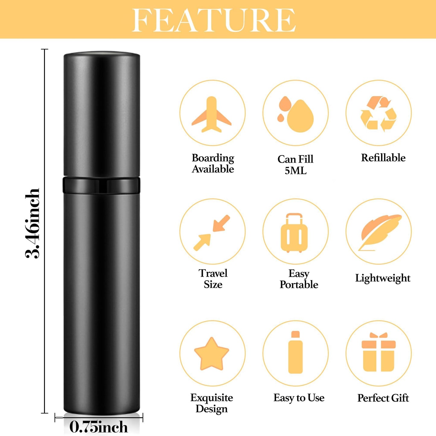 LTBL 2PCS Perfume Travel Refillable Bottle, Bottom-Filling Fragrances Perfume Atomizer, Empty Mini Cologne Dispenser, Portable Sprayer Pocket Size for On the Go 5ml (Black & Gray)