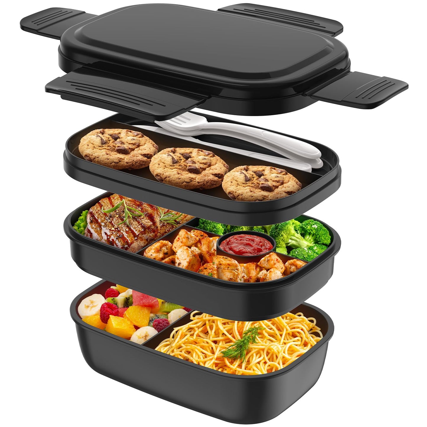 HOMETALL Bento Box Adult, Lunch Box Containers for Men Women with 8 Compartments, Lunch Containers with Utensils, 51 OZ/1900ML, Microwave & Dishwasher Safe