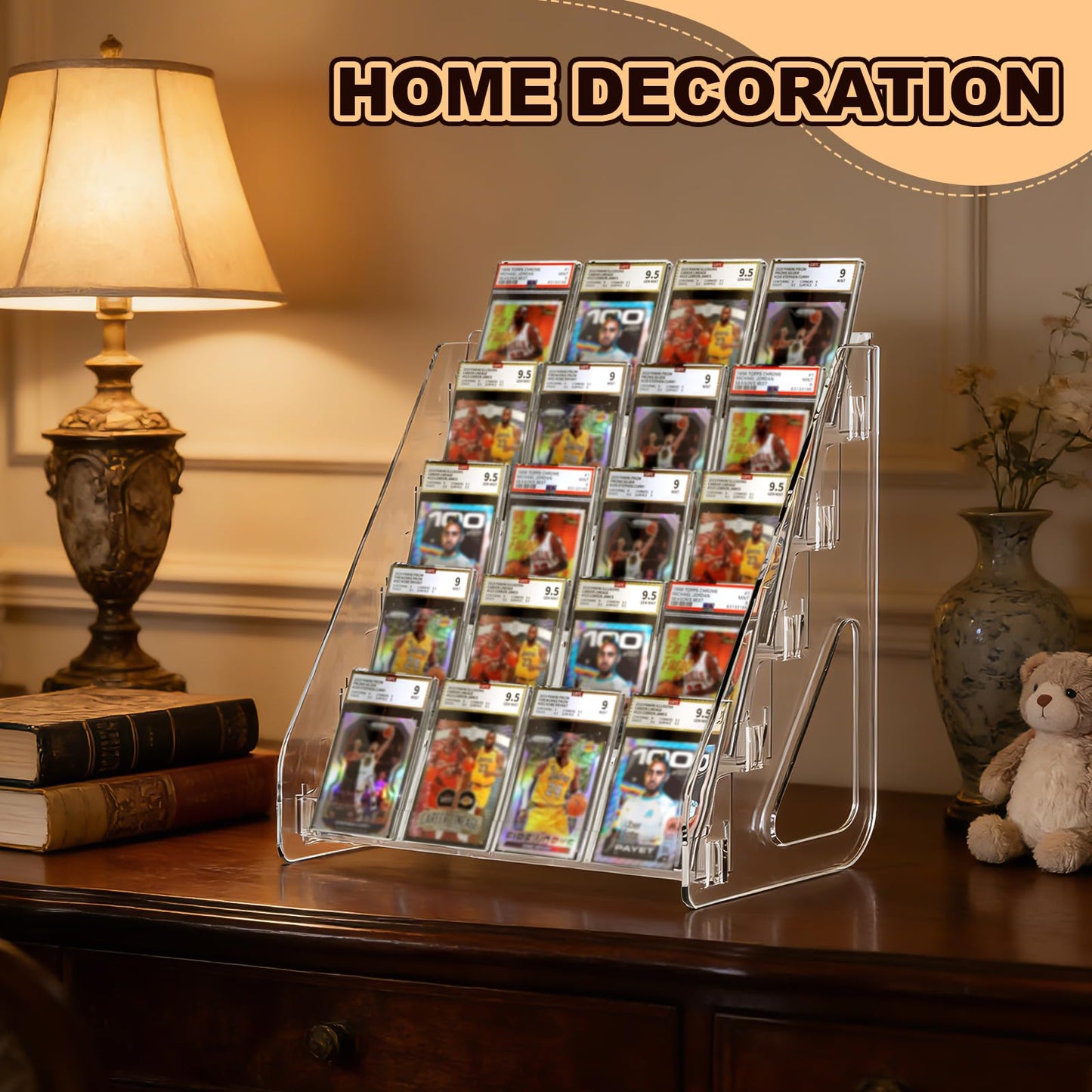 StillSpace 5 Tier Trading Card Display Stand, Collectible Acrylic Trading Card Stand Tabletop for Trading Card Collection
