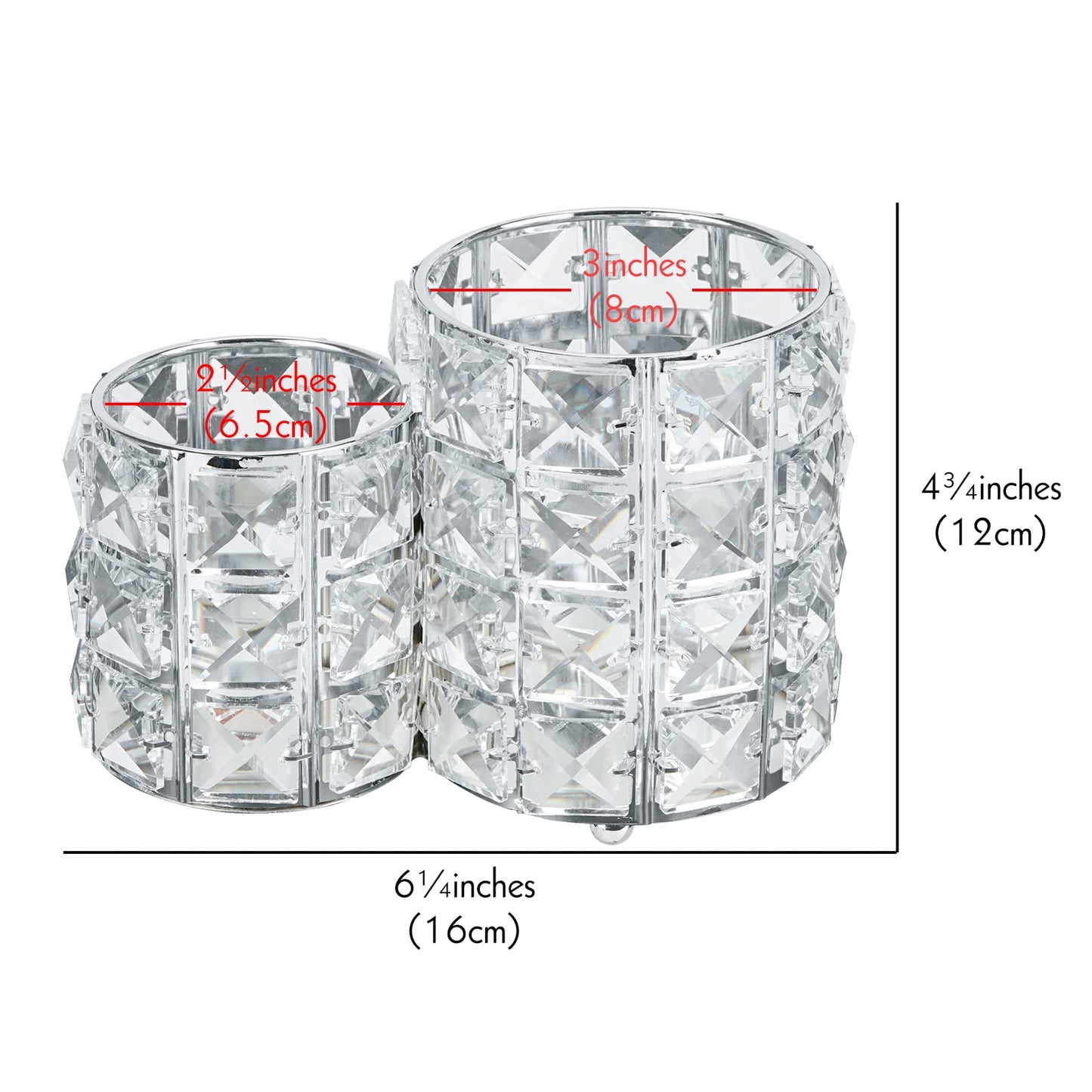 LUEXBOX Crystal Makeup Brush Holder Organizer, Cosmetic Makeup Brush Storage Container Cup for Table, Dresser, Bathroom, Bedroom Organization, One-Piece Circular Brush Organizer (silver)