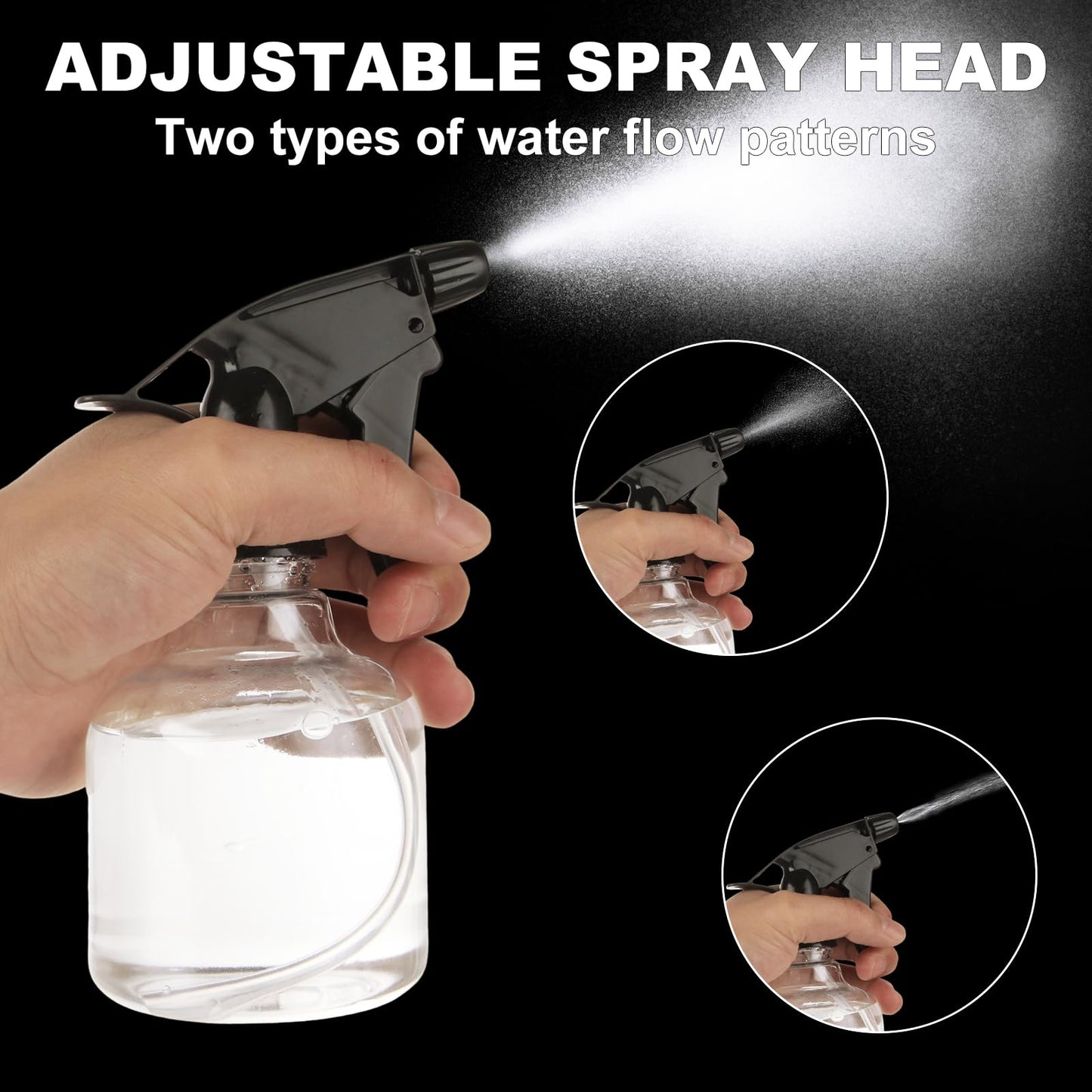 ZUQIAN 20 Pack 8 Oz Plastic Spray Bottle with Black Trigger Sprayers, Empty Refillable Spray Bottles with Adjustable Head Sprayer for Cleaning, Hair, Plant & Kitchen Use