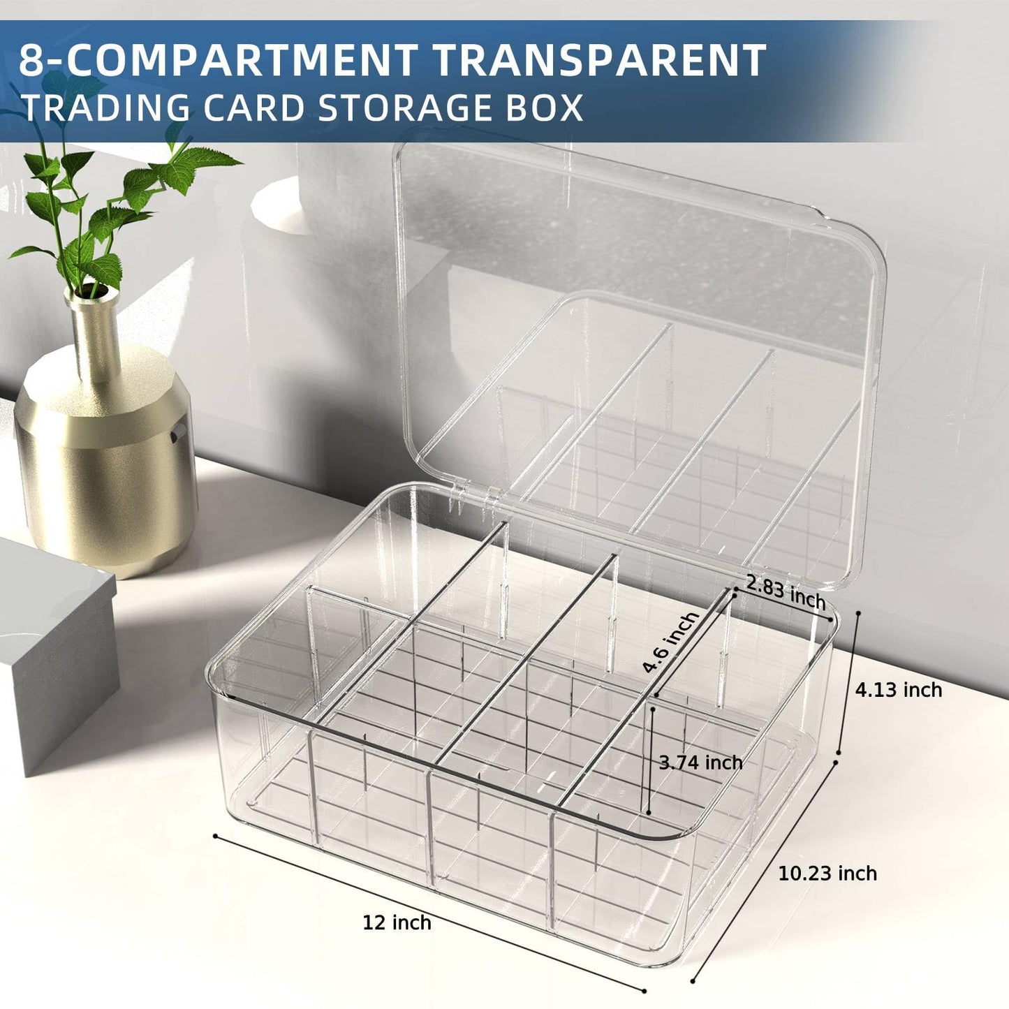 sysdmno Transparent Trading Card Storage Box-Holds 2000+ Loose Cards-Plastic Card Deck Box for Baseball Cards/for Toploaders/for Graded Card/for MTG/for Magnetic Etc.