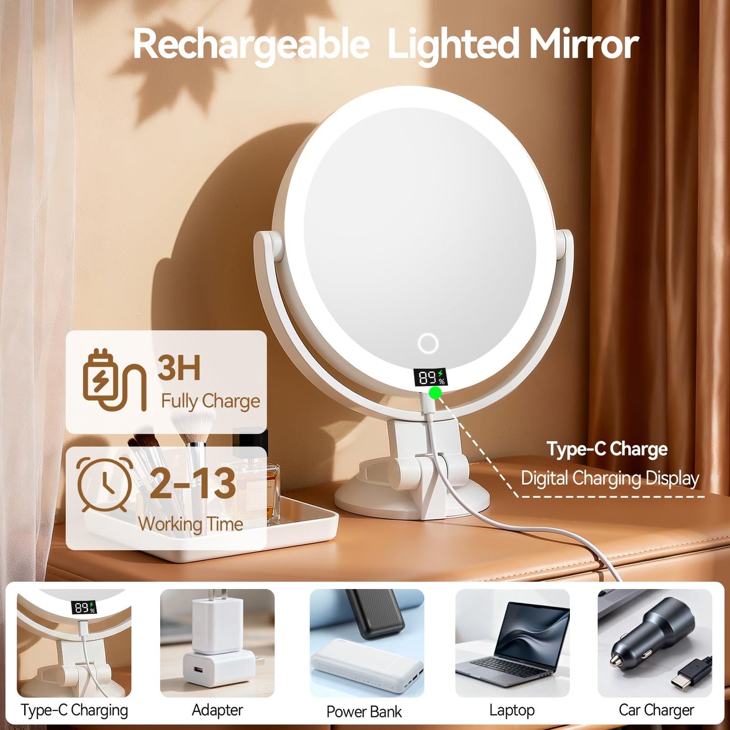 Makeup Mirror with Lights, 20X Wall Mounted Lighted Magnifying Mirror