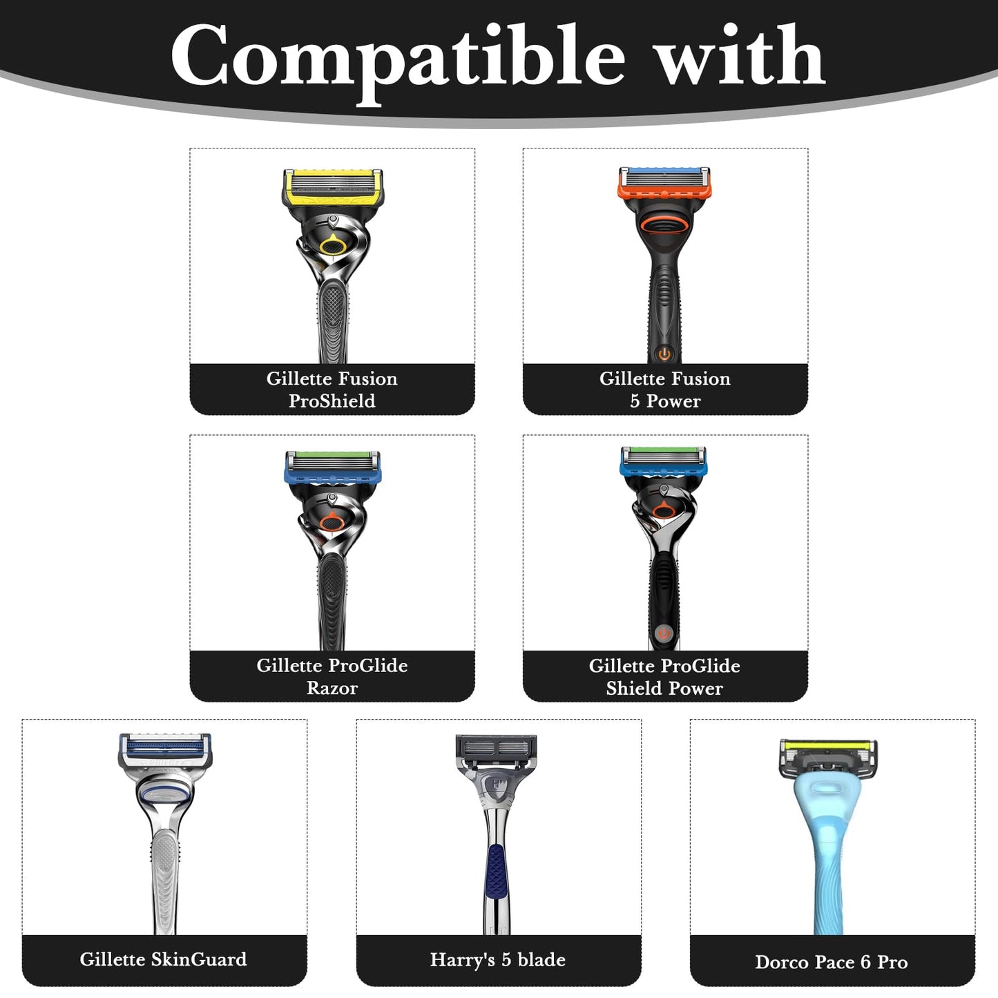 Linkidea Generic EVA Hard Shell Safety Razor Case, Shaving Accessories Storage, Men's Travel Shaver Bag Compatible with Gillette Fusion 5 Power, Mach 3, Harry's 5 Blade (Silver)