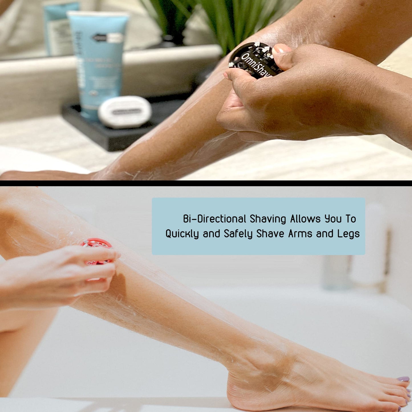 Premium Omnishaver Bi-Directional Shavers for Men & Women | 3x Faster Than Disposable Razors | Smooth, and Safe | Self-Cleaning, Self-Sharpening Razor Blades for Shaving Head, Legs, Arms, Body (Black)