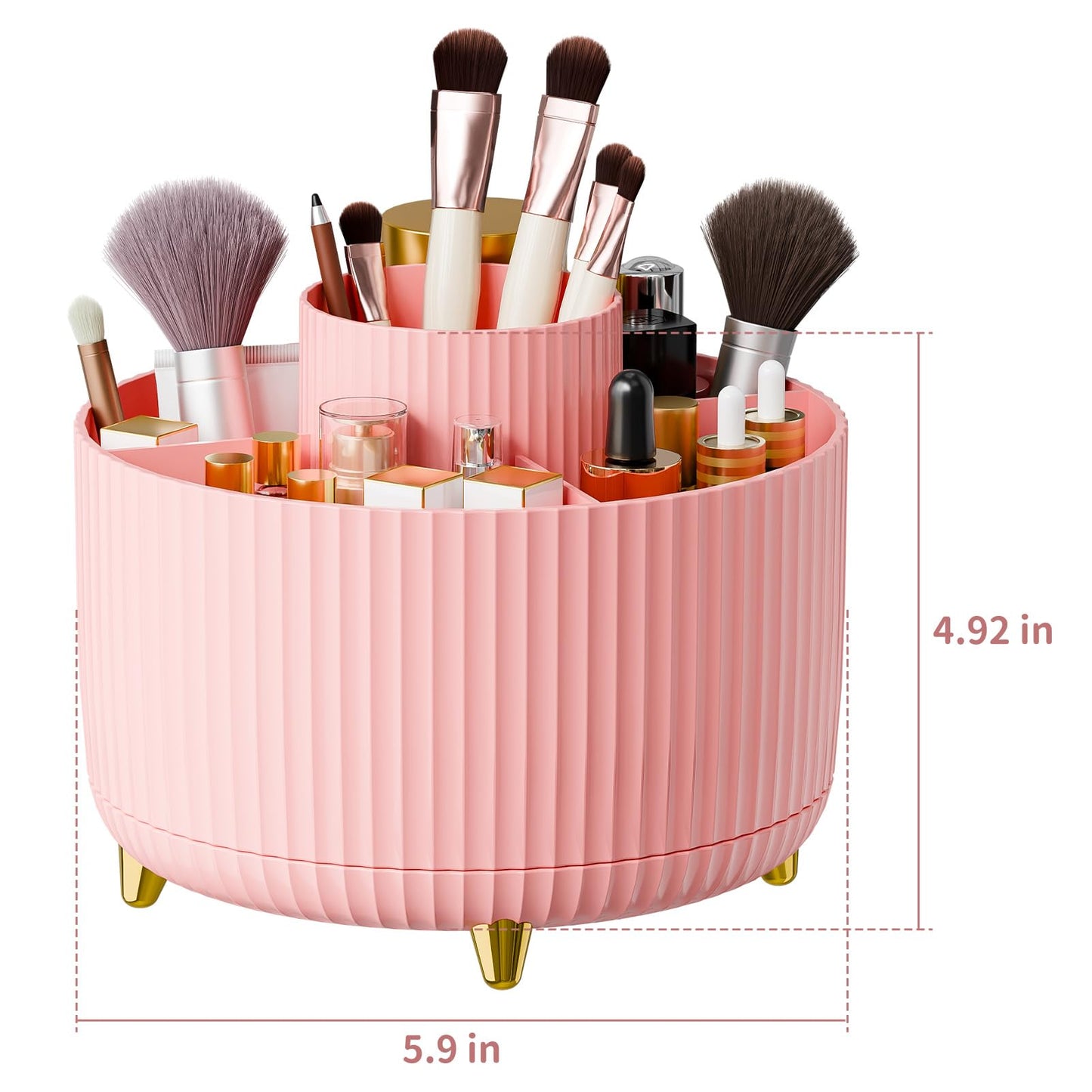 fanado 360° Rotate Makeup Brush Holder Organizer, Makeup Organizers Countertop, Makeup organization and Skincare Storage for Vanity, Desktop, Bathroom (Pink)