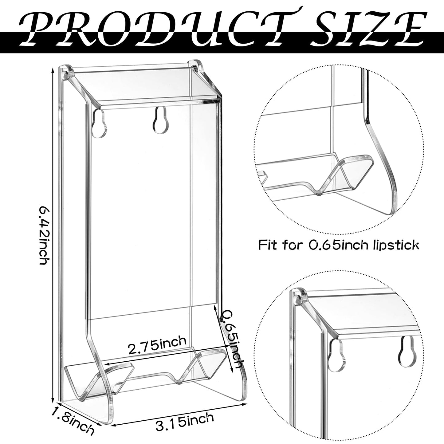 Weysat 2 Pcs Lip Balm Display Clear Acrylic Automatic Dispenser Lip Balm Holder Organizer for Lipsticks & Glosses Freestanding Countertop Storage for Retail Salon and Home Use (Single Slot)