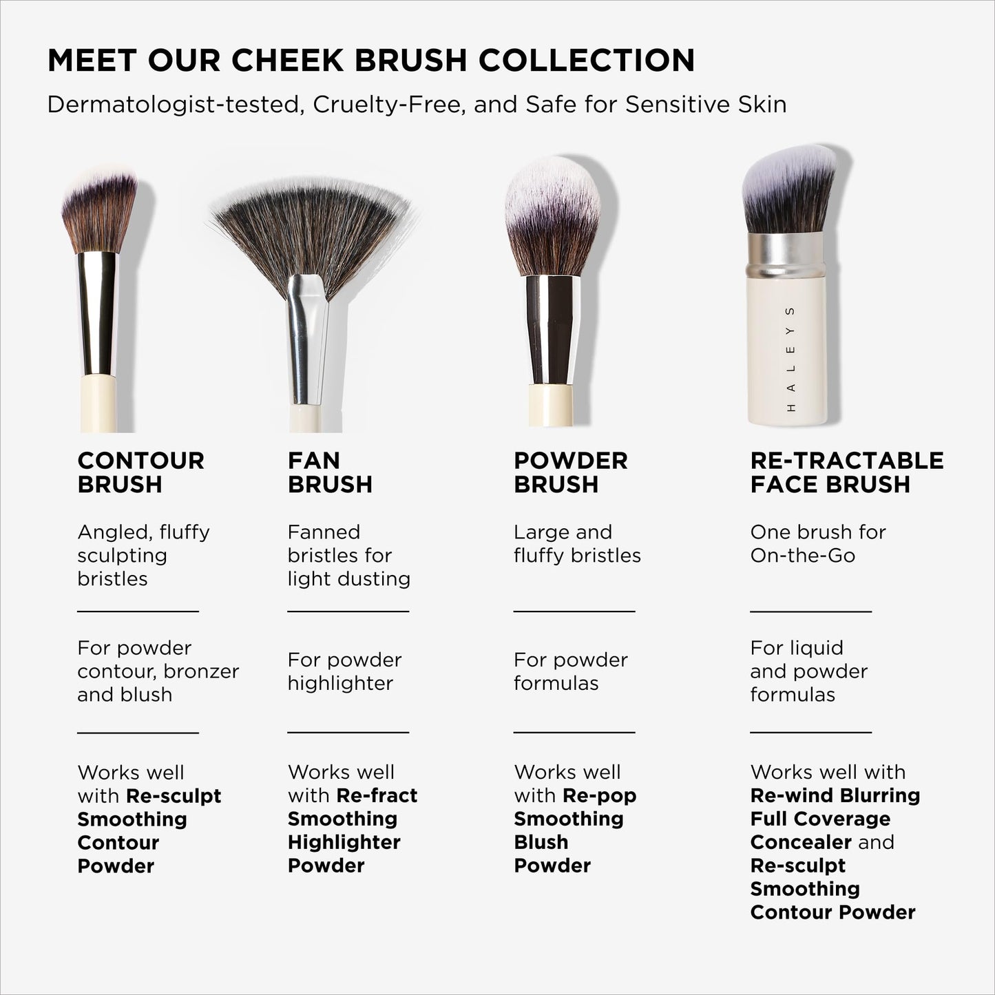 HALEYS Beauty Angled Contour Makeup Brush for Setting Powder, Cream, Foundation, Blush, Highlighter, Concealer, and Bronzer, Makeup Bag Essentials, Soft & Flexible Bristles, Vegan & Cruelty Free