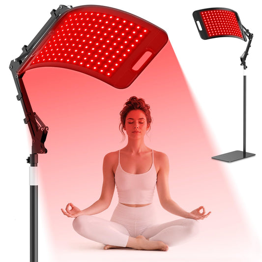 Red Light Therapy for Face and Body, Red Infrared Light Therapy Lamp with Stand, Tri-Wavelength 660nm 850nm 940nm Infrared Light Device with Large Panel, Protective Glasses, Idea Gift for Women Men