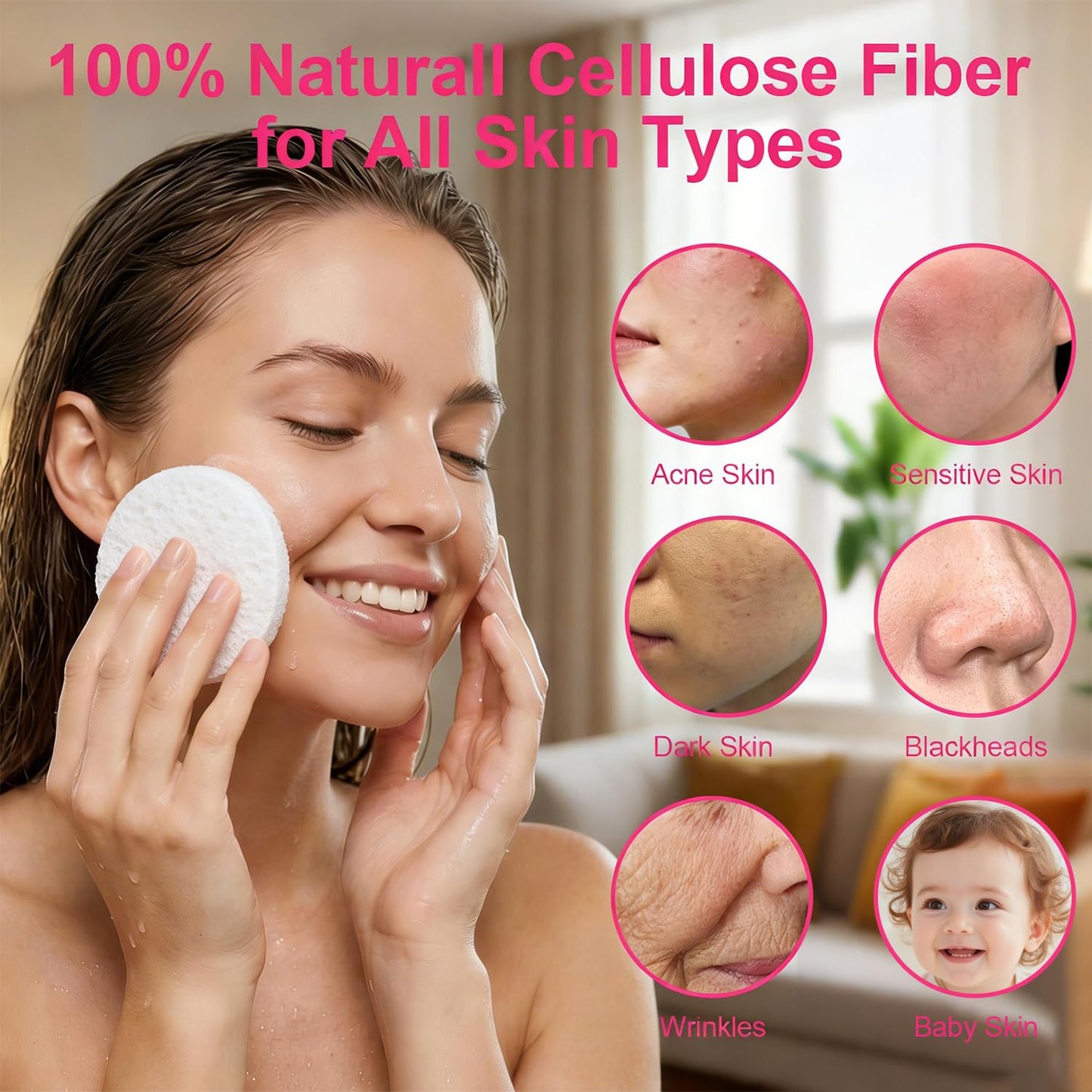 180 PCS Compressed Facial Sponges, Natural Eco Friendly Cellulose Face Sponges for Cleansing, Exfoliating, Makeup Removal, Pore Care, Esthetician Sponges for SPA Travel Daily Use