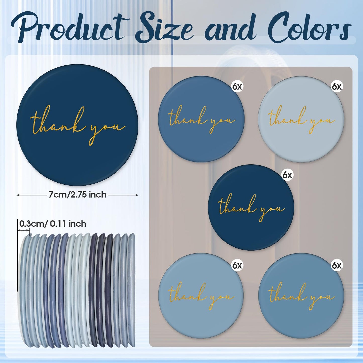 Tioncy 30 Pcs Thank You Gifts Bulk Compact Mirror for Women Bulk Gifts Mini Pocket Mirror Thank You Gift for Women Employee Staff Coworker(Blue Series)