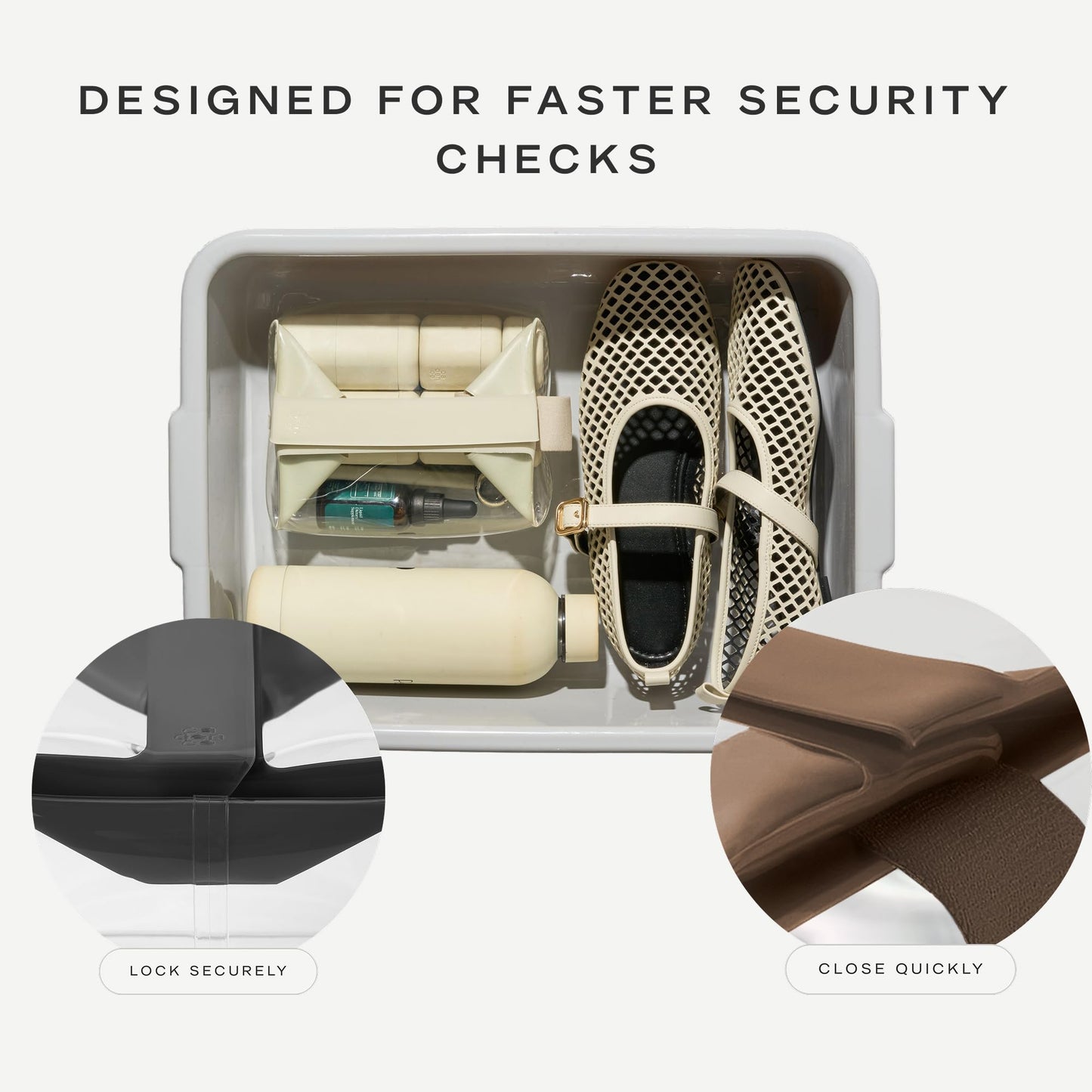 Cadence Parcel - Clear Travel Kit with Zipperless Magnetic Closure - Pebble, Large - Durable, Leak-Resistant and TSA Approved Toiletry Bag - Modular Organization - Recycled TPU (2 Qt)