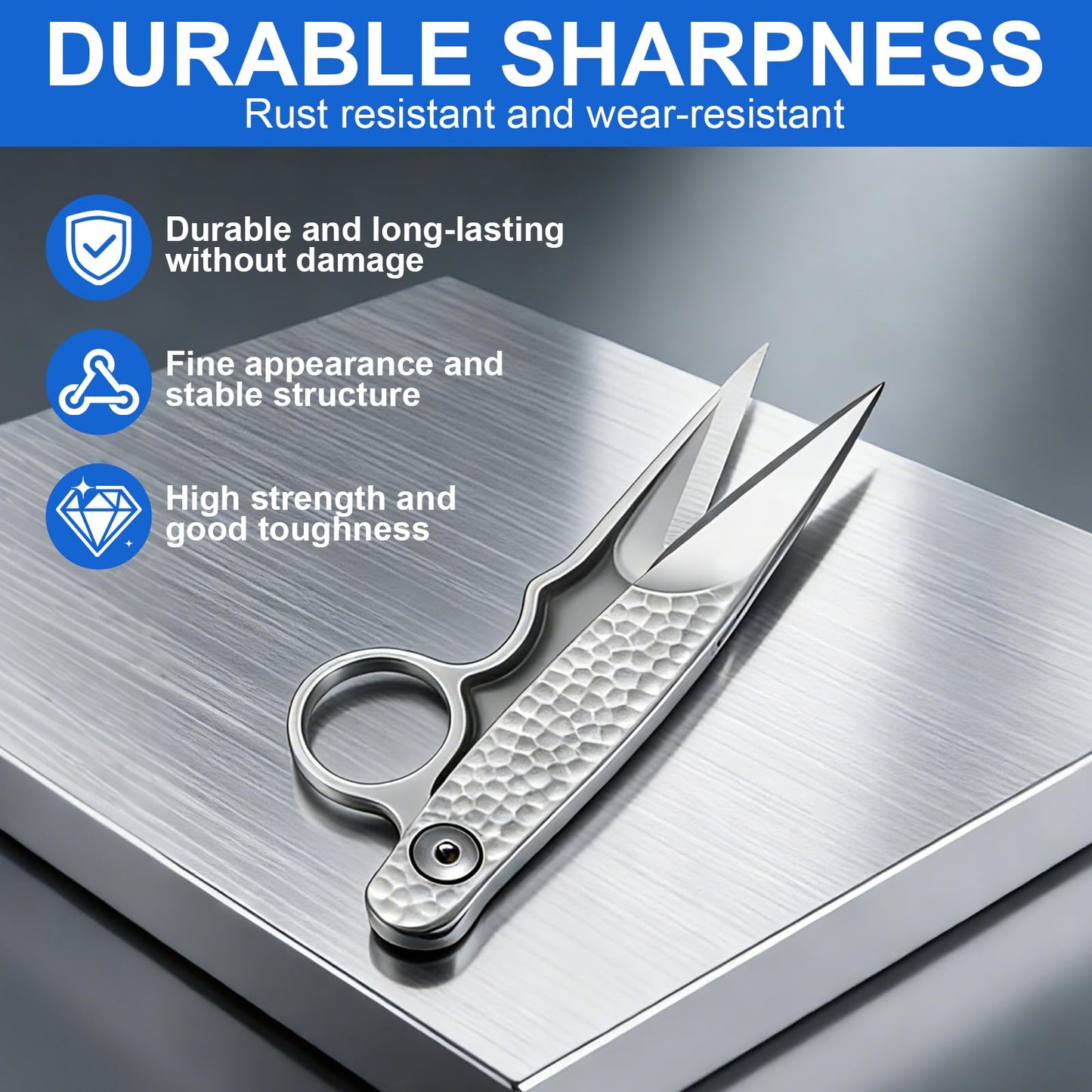Upgrade Sewing Scissors, Stainless Steel Premium Tailor Scissors, Microcrystalline Steel Shears，Thread Snips Trimming Nipper for Gift Wrapping Yarn, Sewing Supplies (Silver)