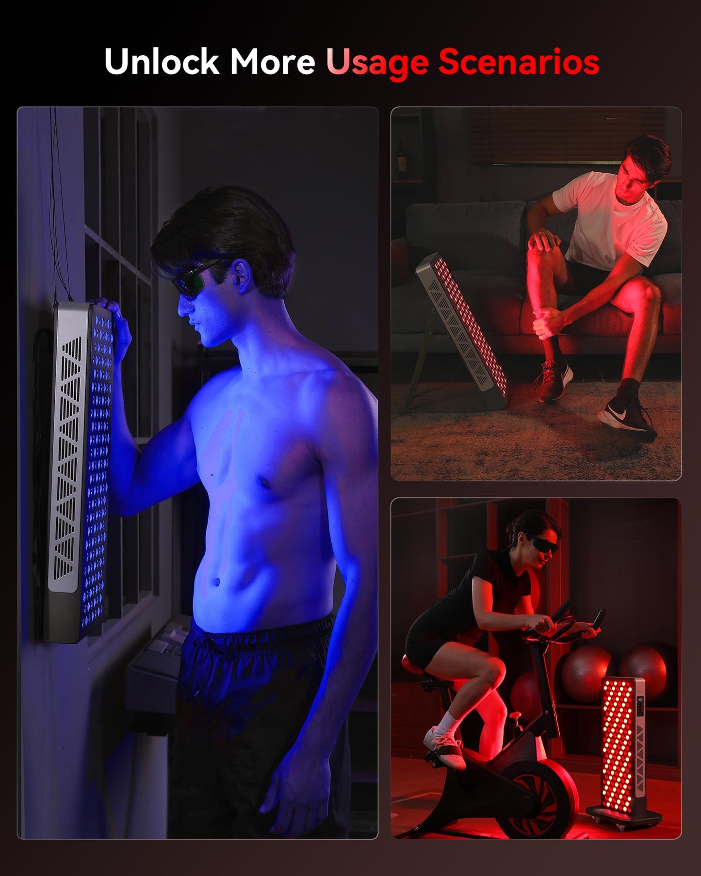 FLIKEZE Red Light Therapy for Body Face, 3+4 Chips 7 Wavements 460nm-880nm Red Light Panel with 4 Modes, Dimmable & Timer, Blue Lights Infrared Light Therapy for Home Office Gym, Elite 156 LEDs