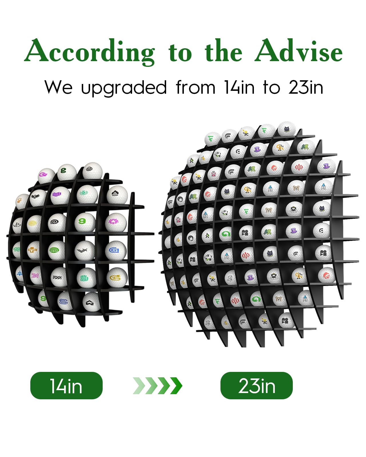 Wall Mount Golf Ball Display Case in the Shape of a Ball, Large Acrylic Golf Ball Holder 78 Autograph Ball Collection Rack, Storage for Golf Balls, Great Golfer's Gift, Black