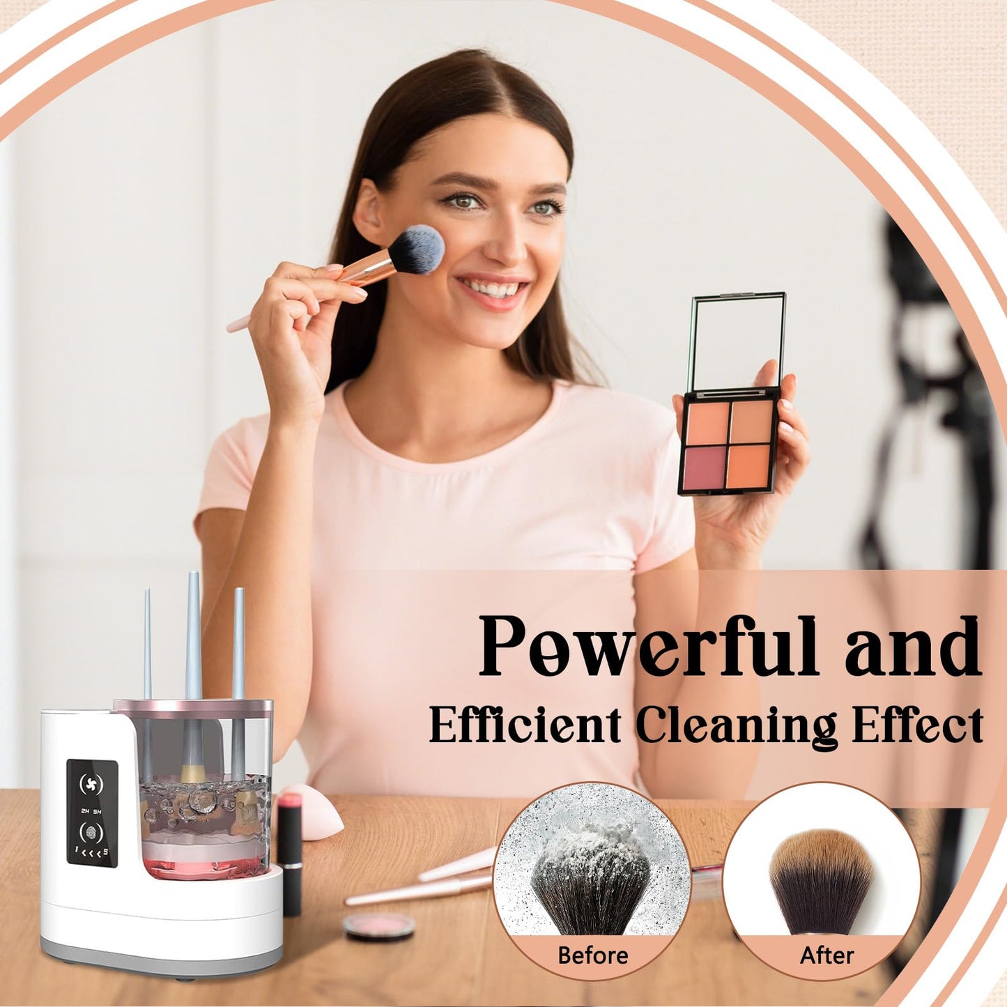 3-in-1 Electric Makeup Brush Cleaner Machine, Automatic Make Up Brushes Dryer, Portable Cosmetic Brushes Cleaner Tool for All Size Beauty Makeup Brush