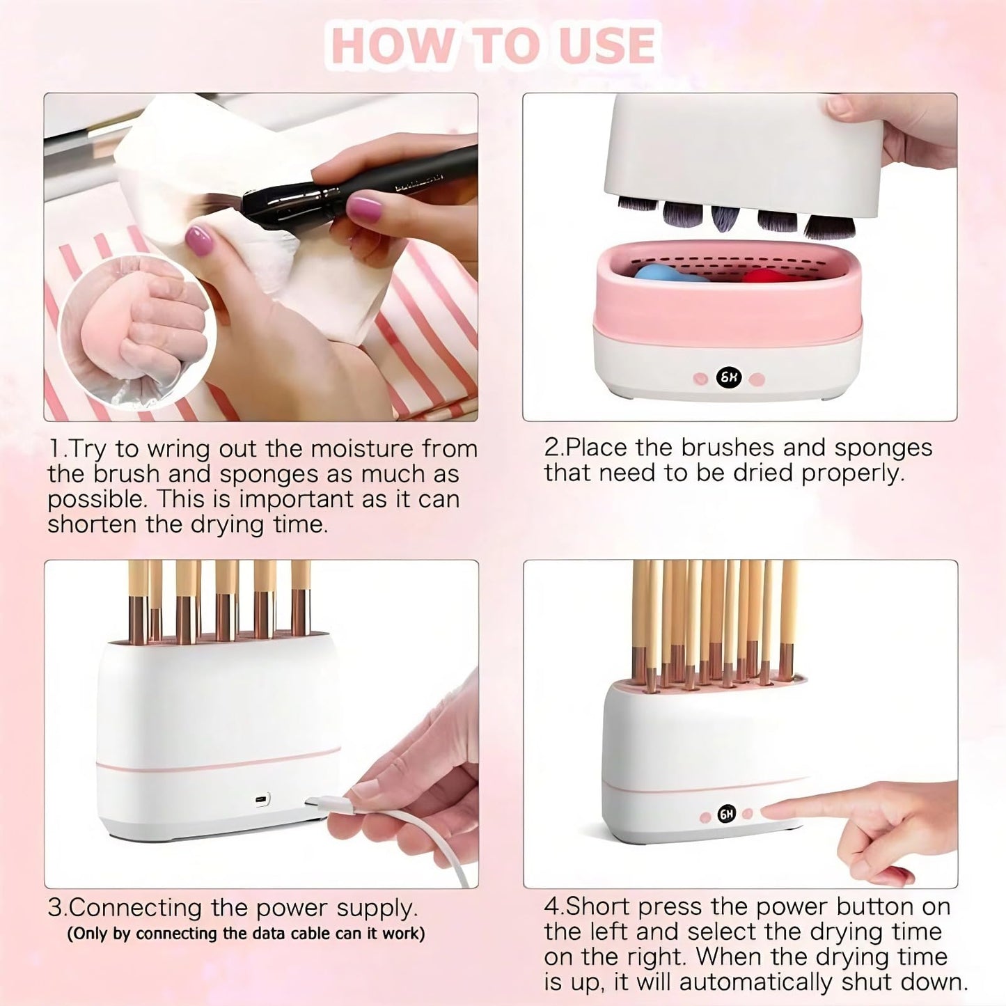 BONKZEBU Electric Makeup Brush Dryer Machine 12 Holes Automatic Brush Cleaner and Drying Tool for Professional Salon and Home Use Quickly Drying Cosmetic Brush Cleaner Dryer