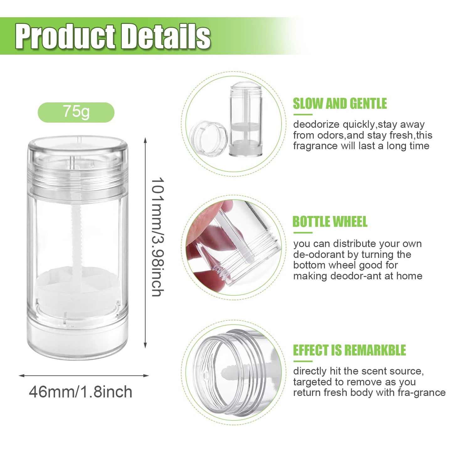 9 PCS 2.5oz/75ml Round Plastic Containers, Reusable Clear Twist Up Filling Stick Holder, Makeup Stick for DIY Balm, Chapsticks, Bottom-Filling