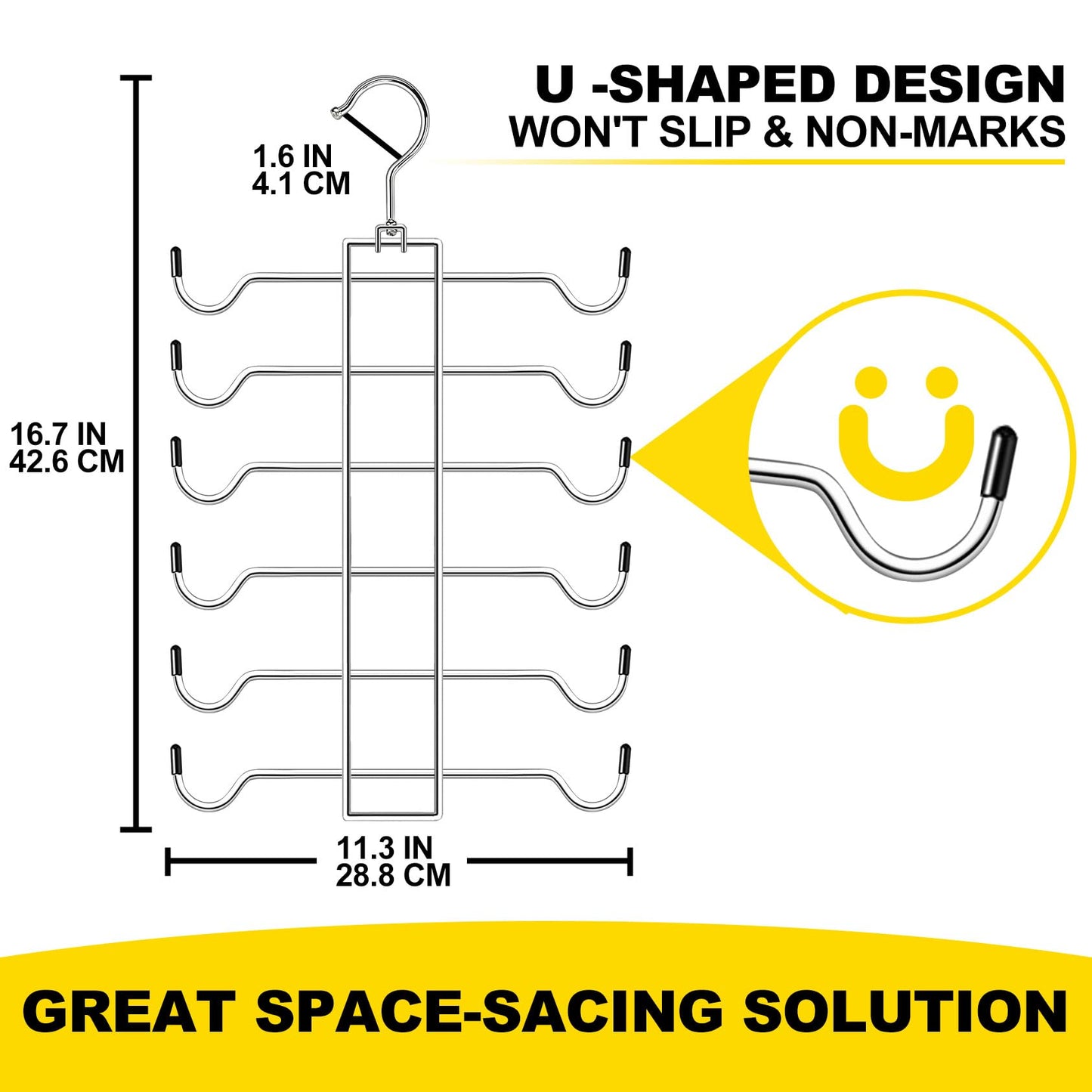 Metal Tank Top Hanger 2 Pack, Space Saving Bra Organizer with 24 Easy Access Hooks, 360° Swivel Closet Organizers and Storage, Apartment College Dorm Room Essentials, Small Space Organization Solution