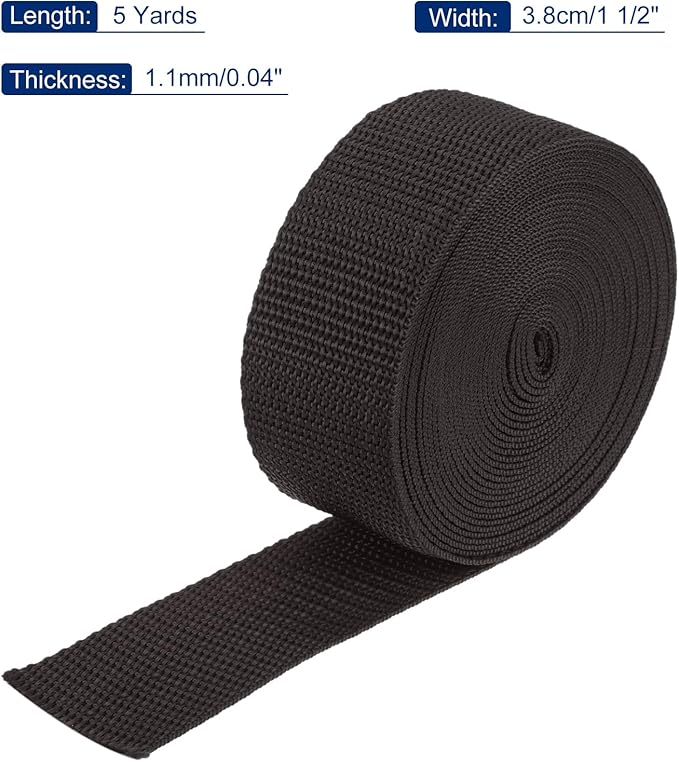 MECCANIXITY Lightweight Polypropylene Webbing Strap 1 1/2" 5 Yard Backpack Strapping Band Coffee for Outdoor Luggage Cargo Straps
