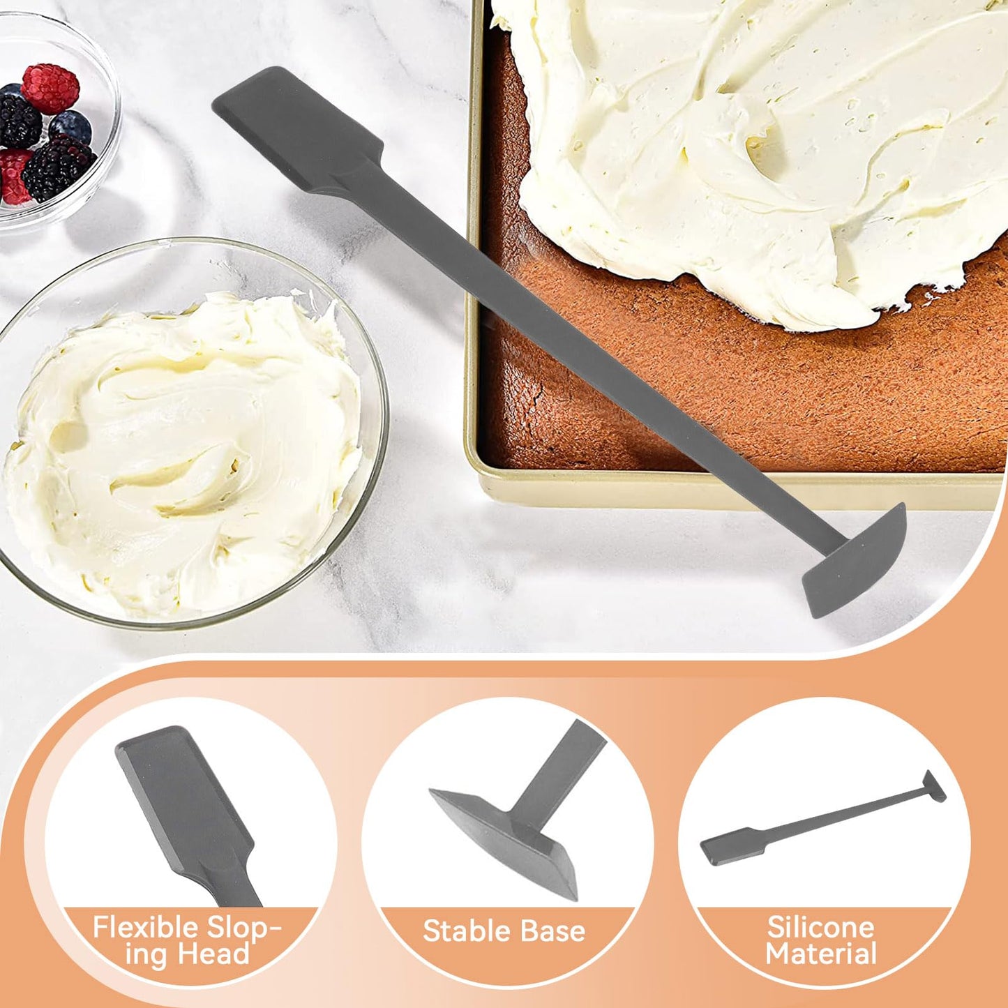 Silicone Jar Spatula, 36cm Long Handle Food Scraper for Jars, Smoothies, Blenders, Kitchen Stirring Mixing Scraper Dual-End Narrow Silicone Spatula
