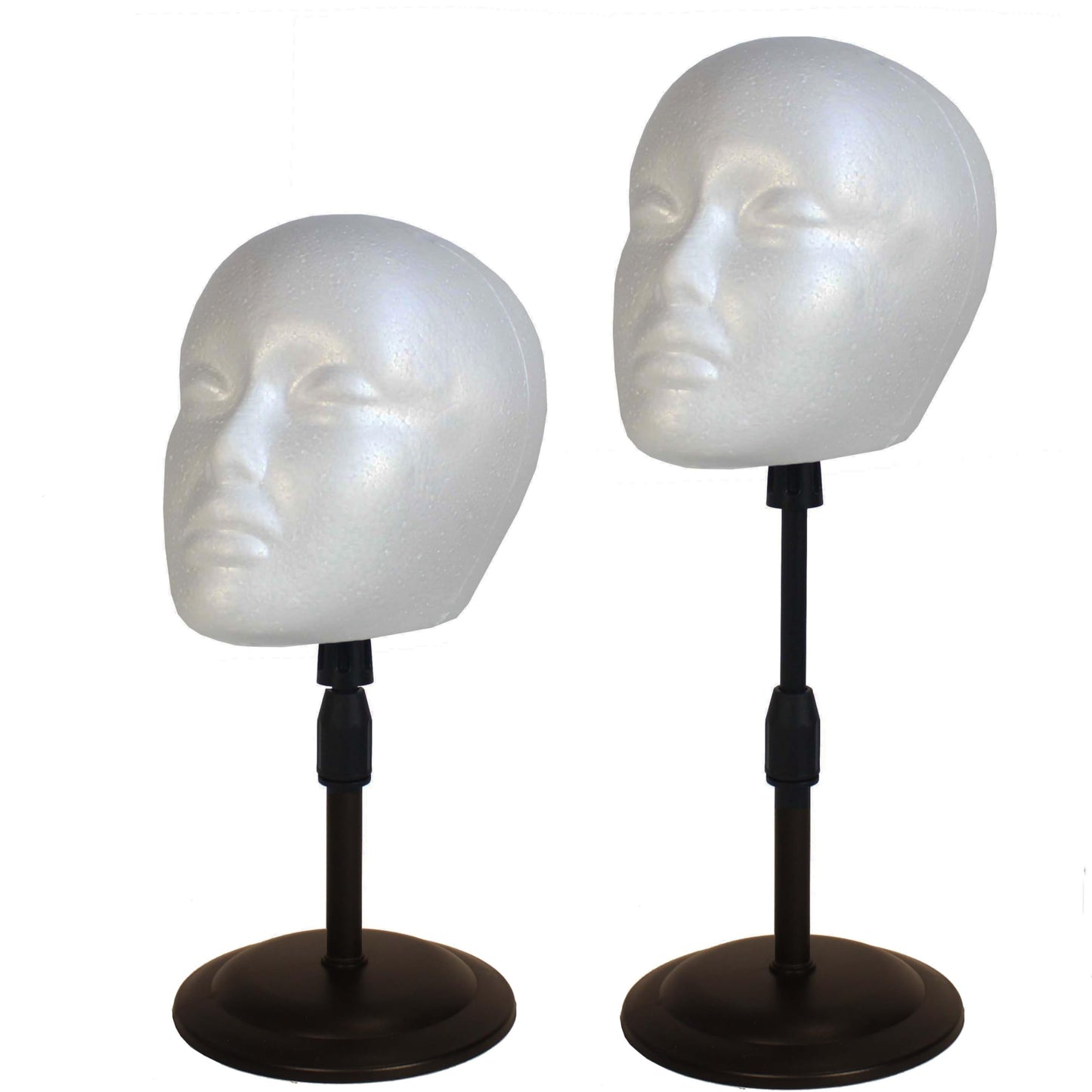 FASHION DO 2 PACKS Adjustable wig or hat styrofoam mannequin head holder stand (13”to 17”)
