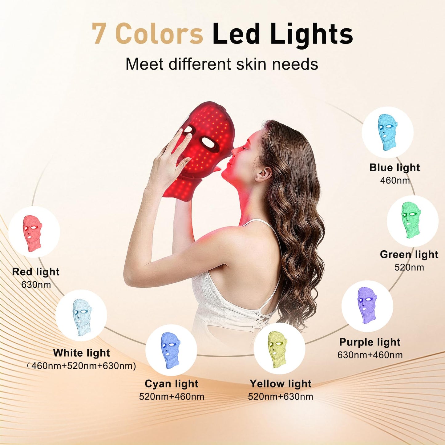 CAMLKE Red Light Therapy Mask for Face and Neck, LED Light Therapy Masks, USB-C Rechargeable, Facial Skincare & Radiance Care, Red Light Mask for Home, Travel, Yoga & Relaxation