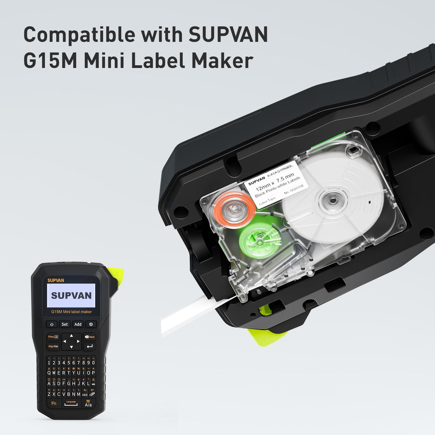 SUPVAN G15M Series Circular Round Labels for Thermal Transfer, Φ 0.5" (13mm), 470 Labels per Roll (2 Labels per Set), Cosmetics, Household Items & Container Identification, Black on White