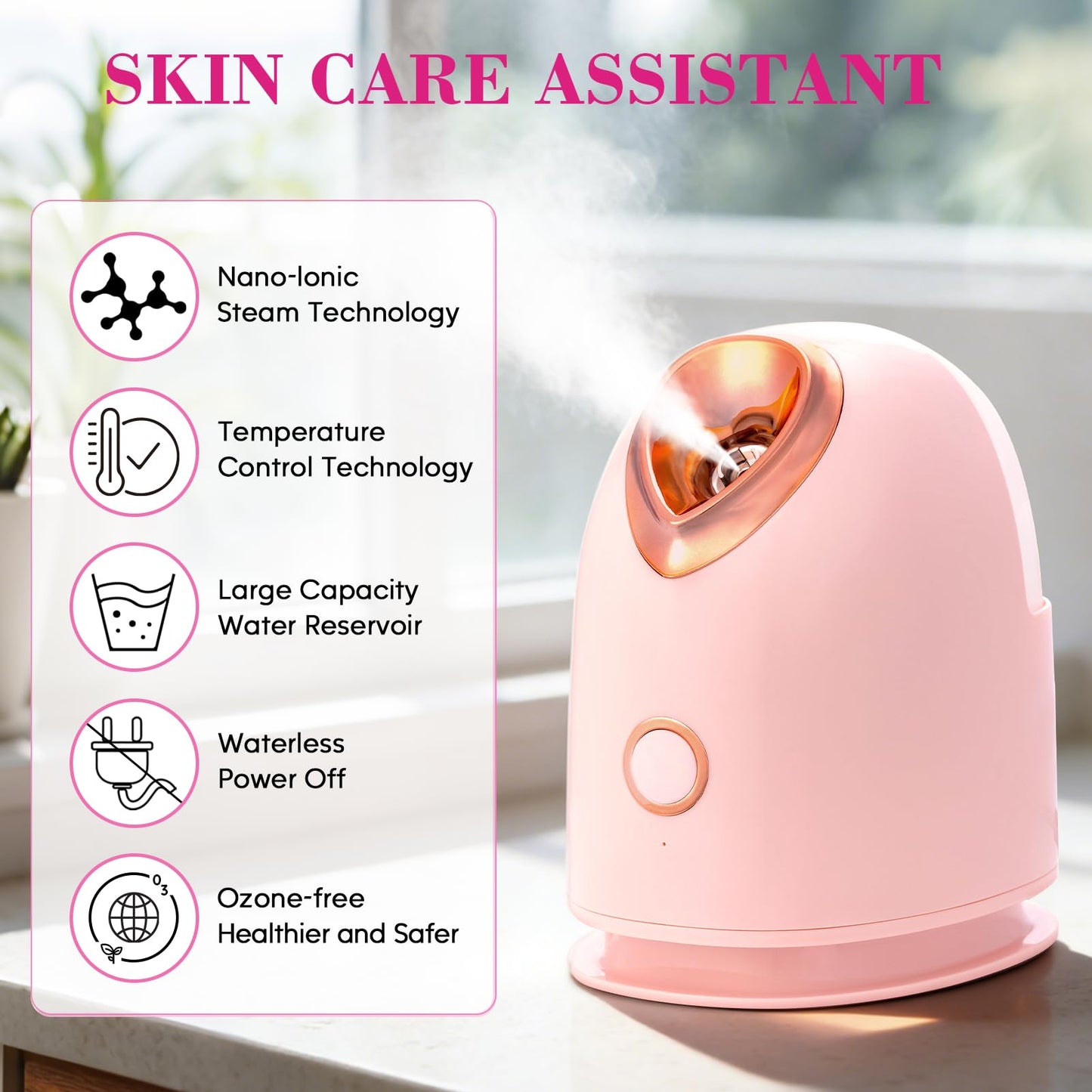 Pjordo Facial Steamer Spa Kit, Skin Scrubber, Nano Ionic Face Steamer for Deep Cleaning Unclogs Pores, Warm Mist Humidifier Steamer for Face Home Sauna SPA