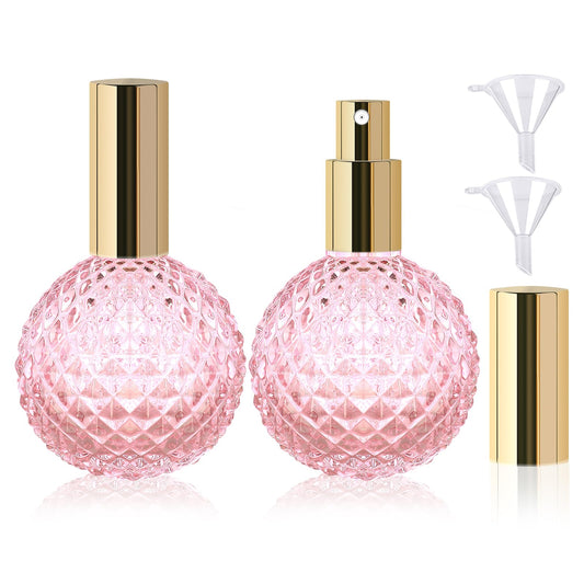 Pink Vintage Perfume Bottle - Refillable Glass Perfume Atomizer, Fine Mist Spray Bottle for Travel, Home, Bathroom, Leak-Proof Elegant Portable Perfume Bottle